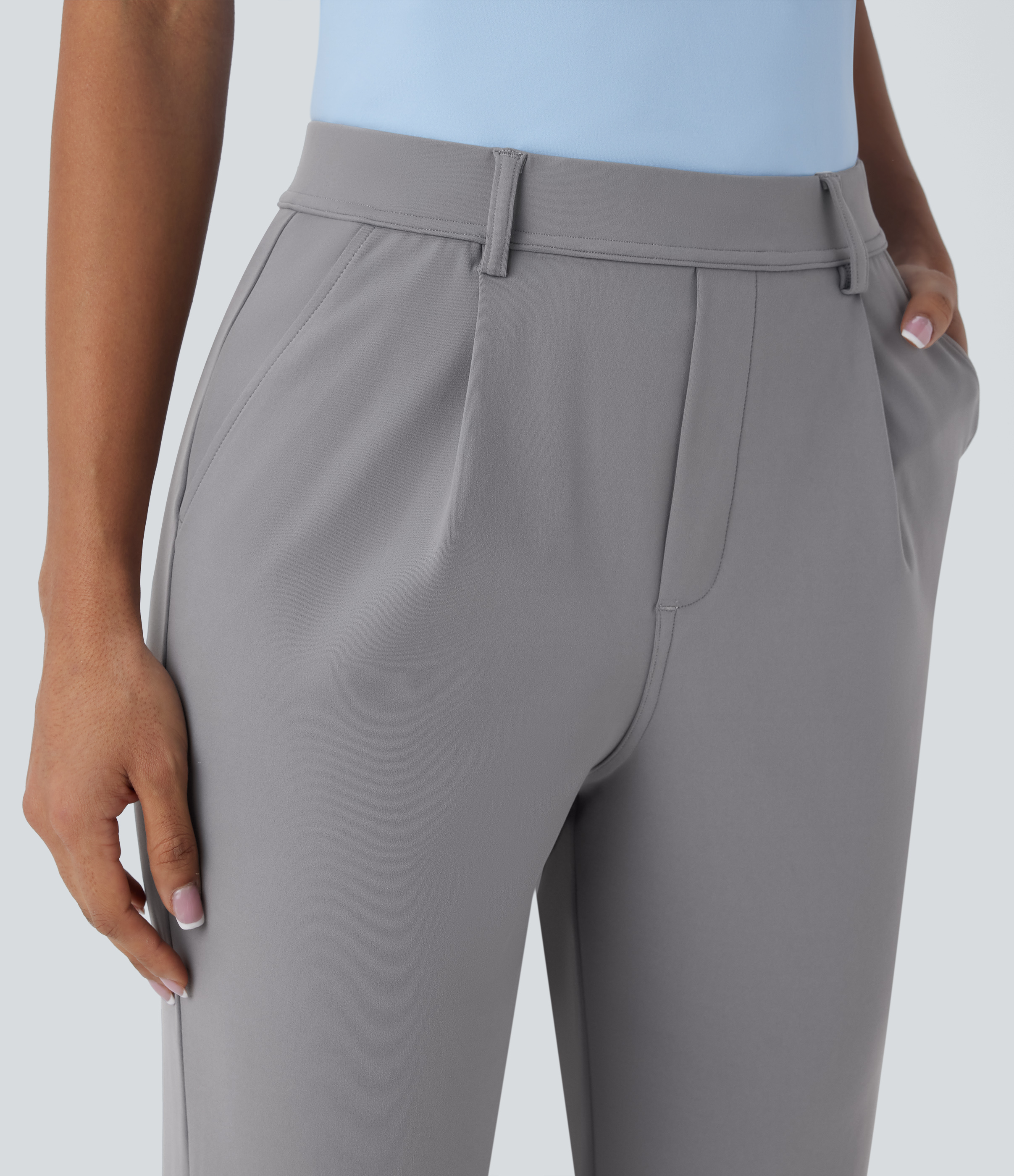 Halara HaloTek Airв„ў High Waisted Side Pocket Ankle Length Tapered Work Pants  - Silent Storm - S(regular) 