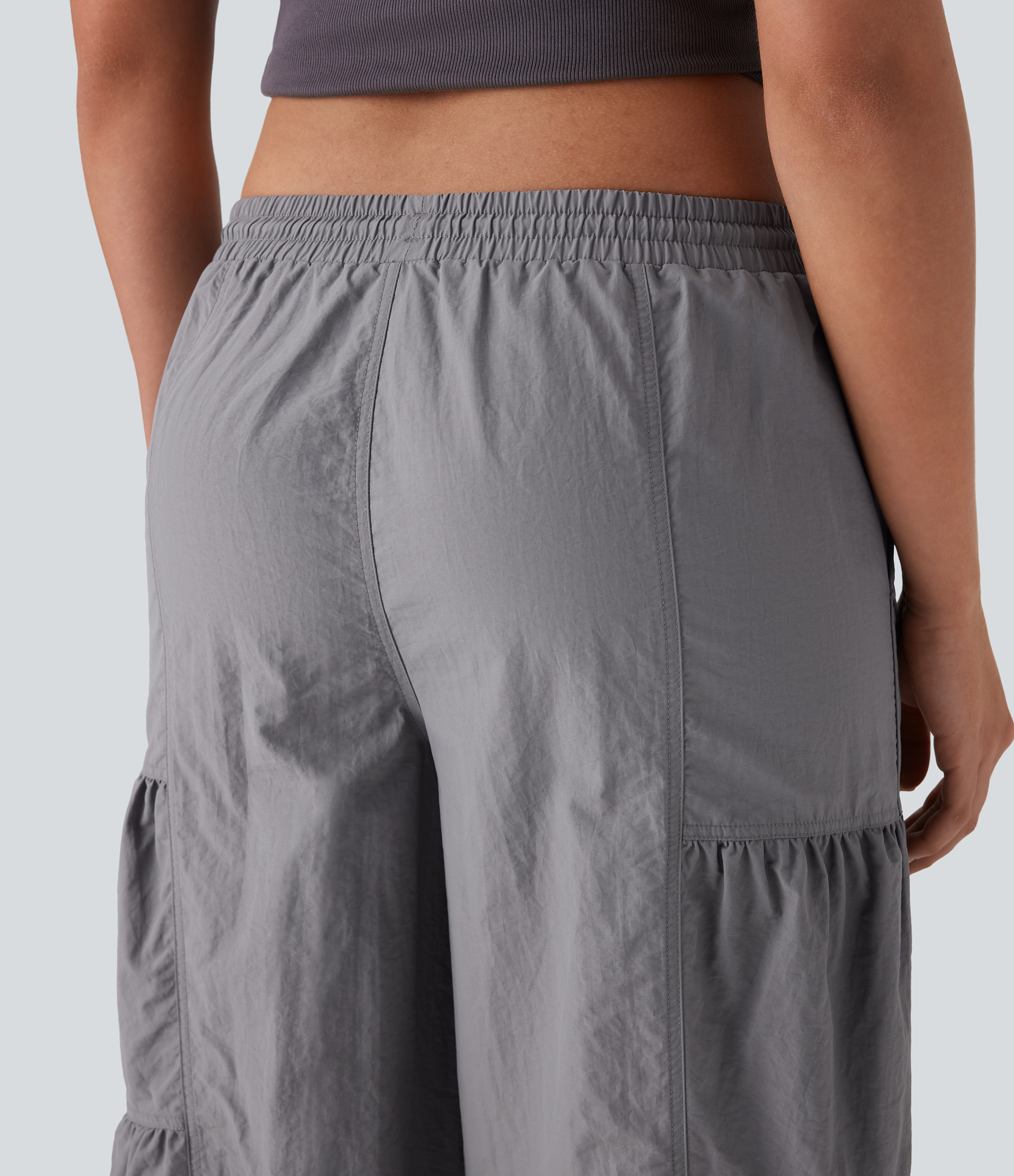 Halara Mid Rise Drawstring Side Pocket Ruched Parachute Casual Cargo Joggers  - Wet Weather - M(regular) 