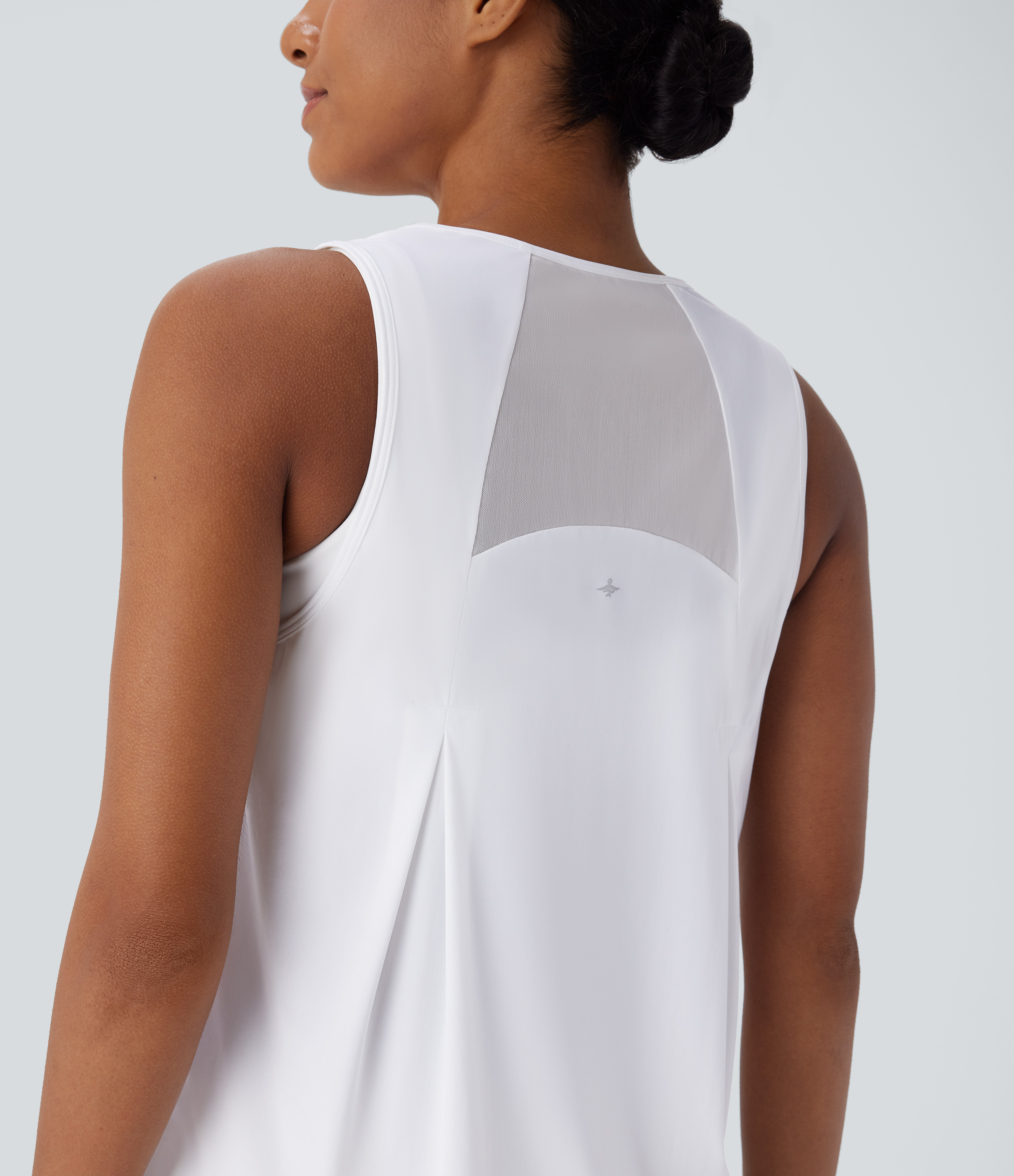Halara Contrast Mesh Curved Hem Cool Touch Quick Dry Running Tank Top Tank Top - White - L golf tops halter top tunic tops sleeveless tops 