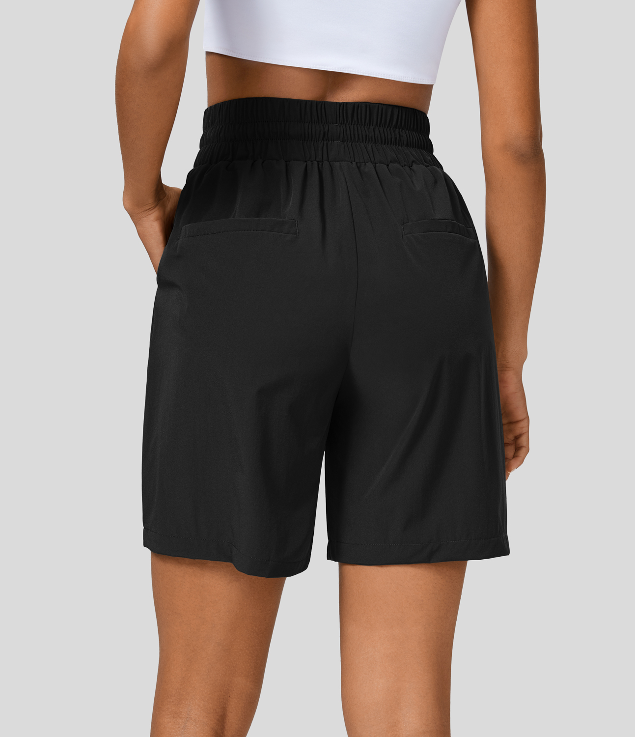 Halara High Waisted Adjustable Drawcord Multiple Pockets Hiking Shorts Gym Short - Black - XL booty shorts compression shorts yoga shorts 