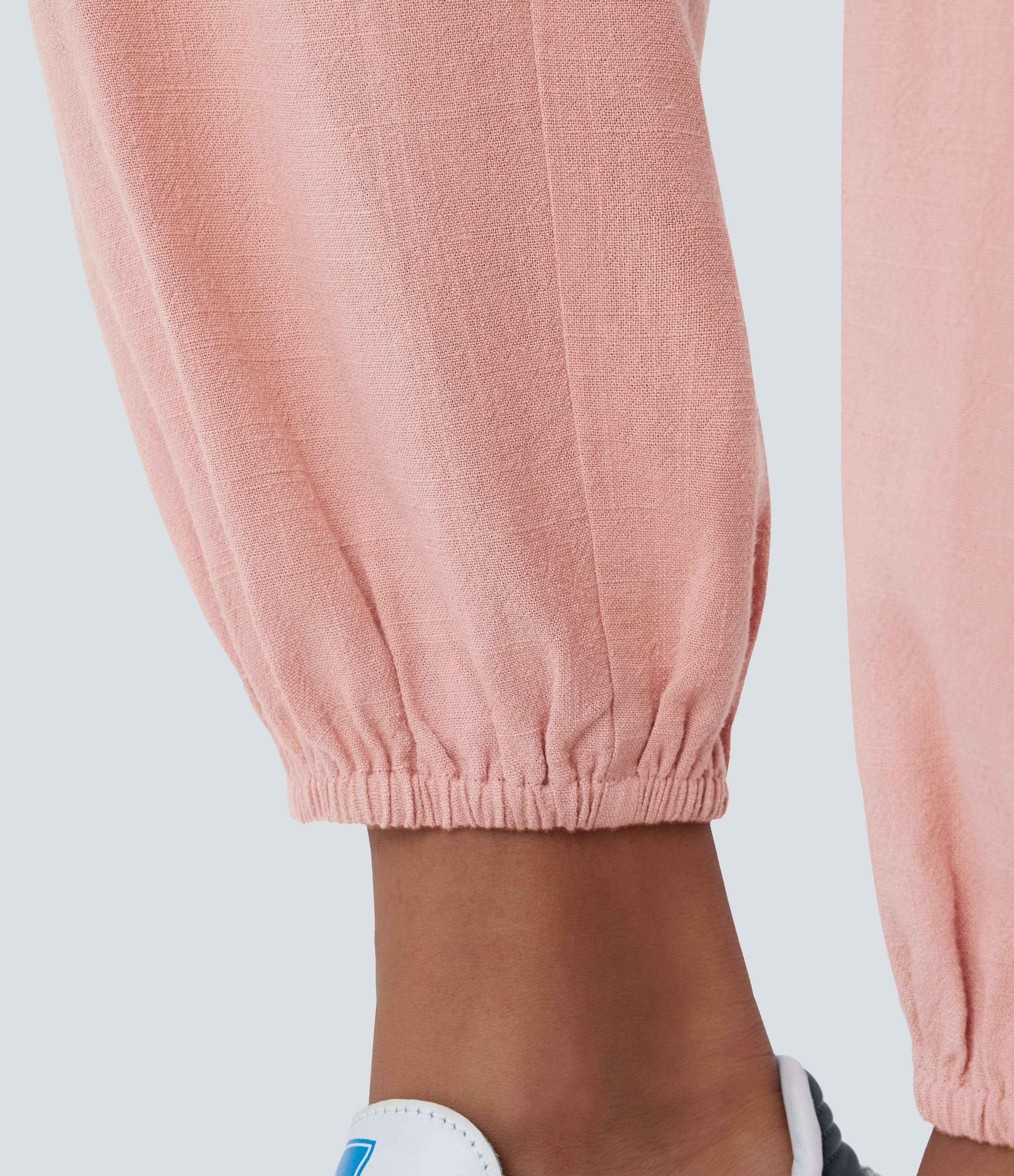 Halara High Waisted Side Pocket Linen-blend Casual Joggers  - Mellow Rose - XS(regular) 