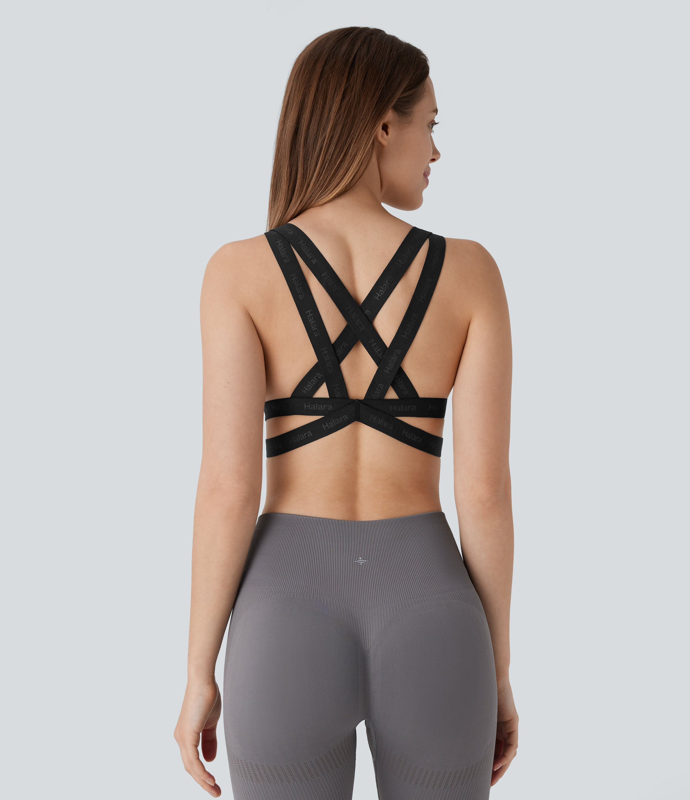 Halara SpeedWaveв„ў Medium Support Backless Crisscross Contrast Mesh Quick Dry Running Sports Bra  - Black - XL push up bra strapless bra 
