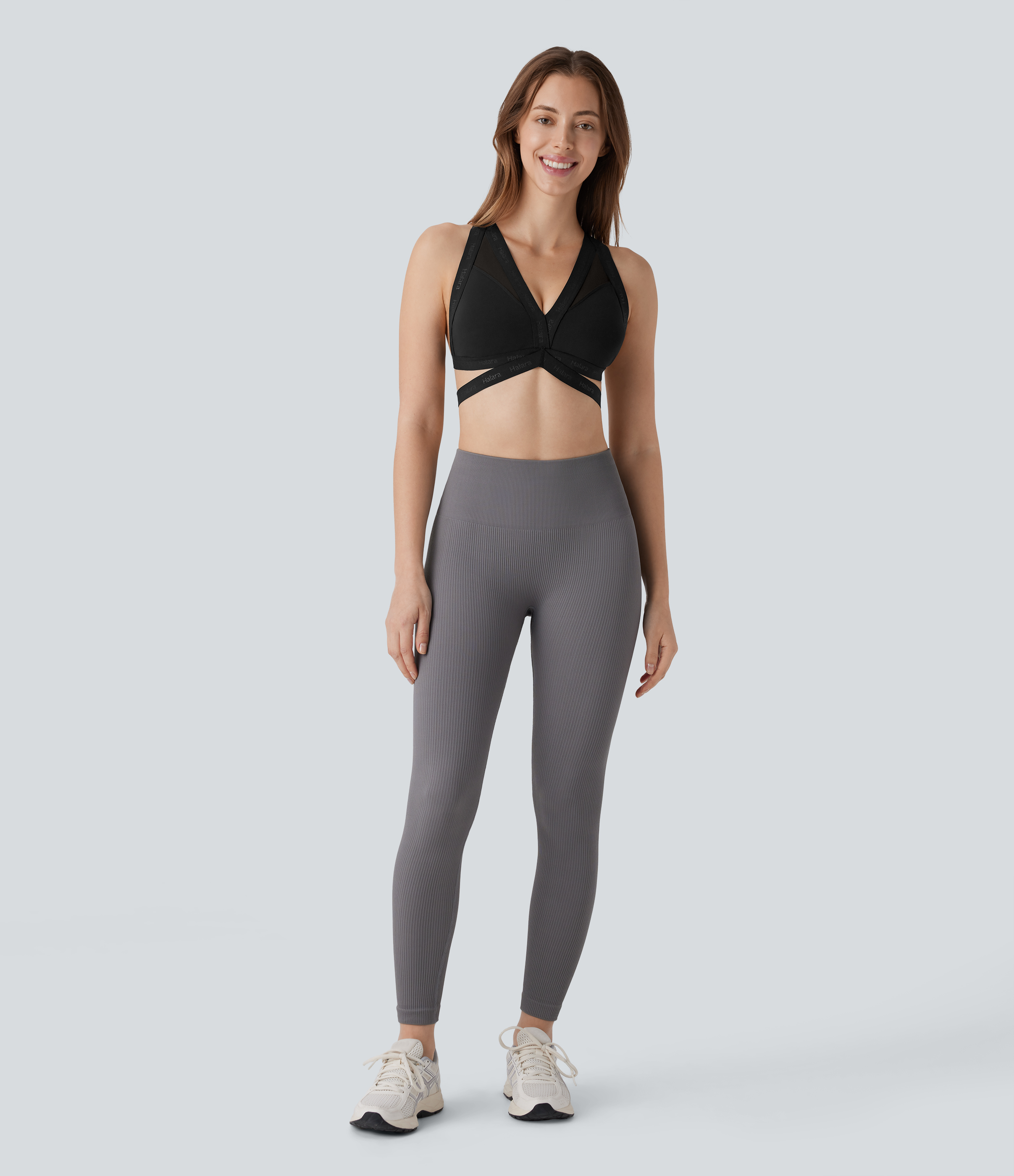 Halara SpeedWaveв„ў Medium Support Backless Crisscross Contrast Mesh Quick Dry Running Sports Bra  - Black - XL push up bra strapless bra 