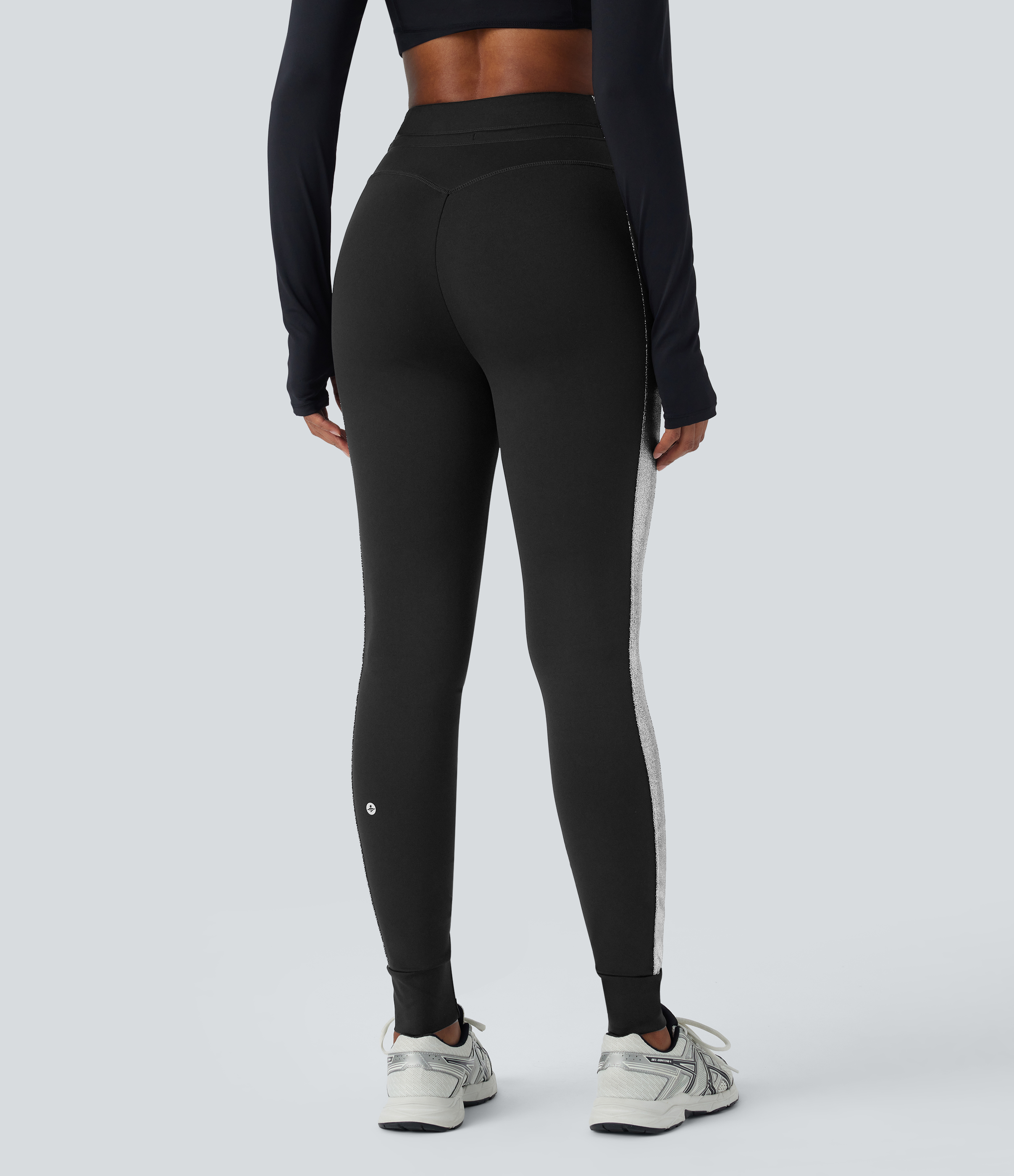 Halara Softlyzeroв„ў Airy High Waisted Drawstring Side Pocket Color Block Full Length Cool Touch Yoga Joggers  - Black - L(regular) 