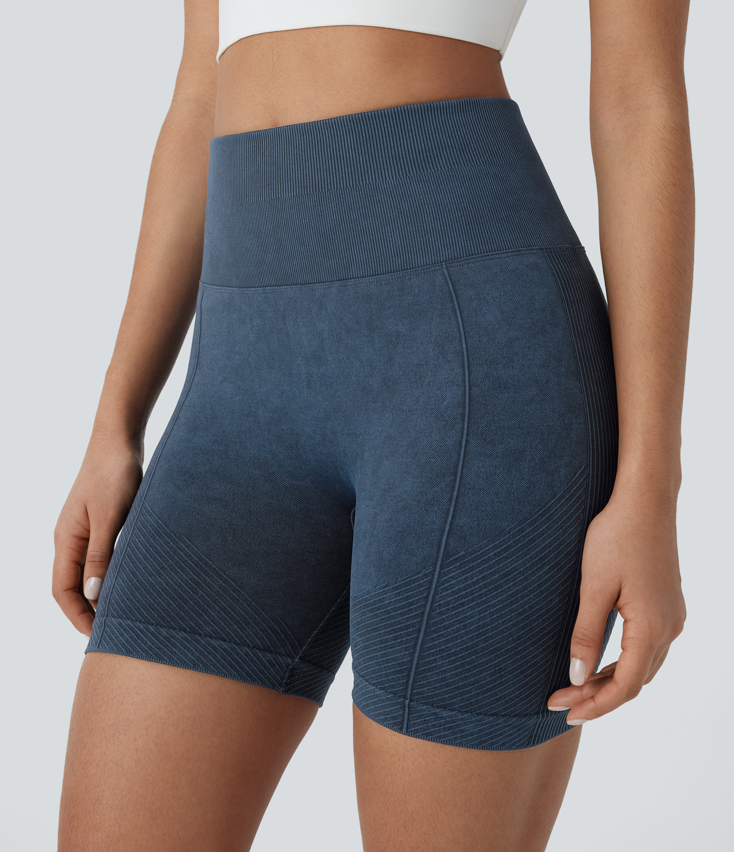 Halara Seamless Flow High Waisted Back Pocket Washed Yoga Biker Shorts 5.5``  - Peacoat - XS(regular) biker shorts women black biker shorts 