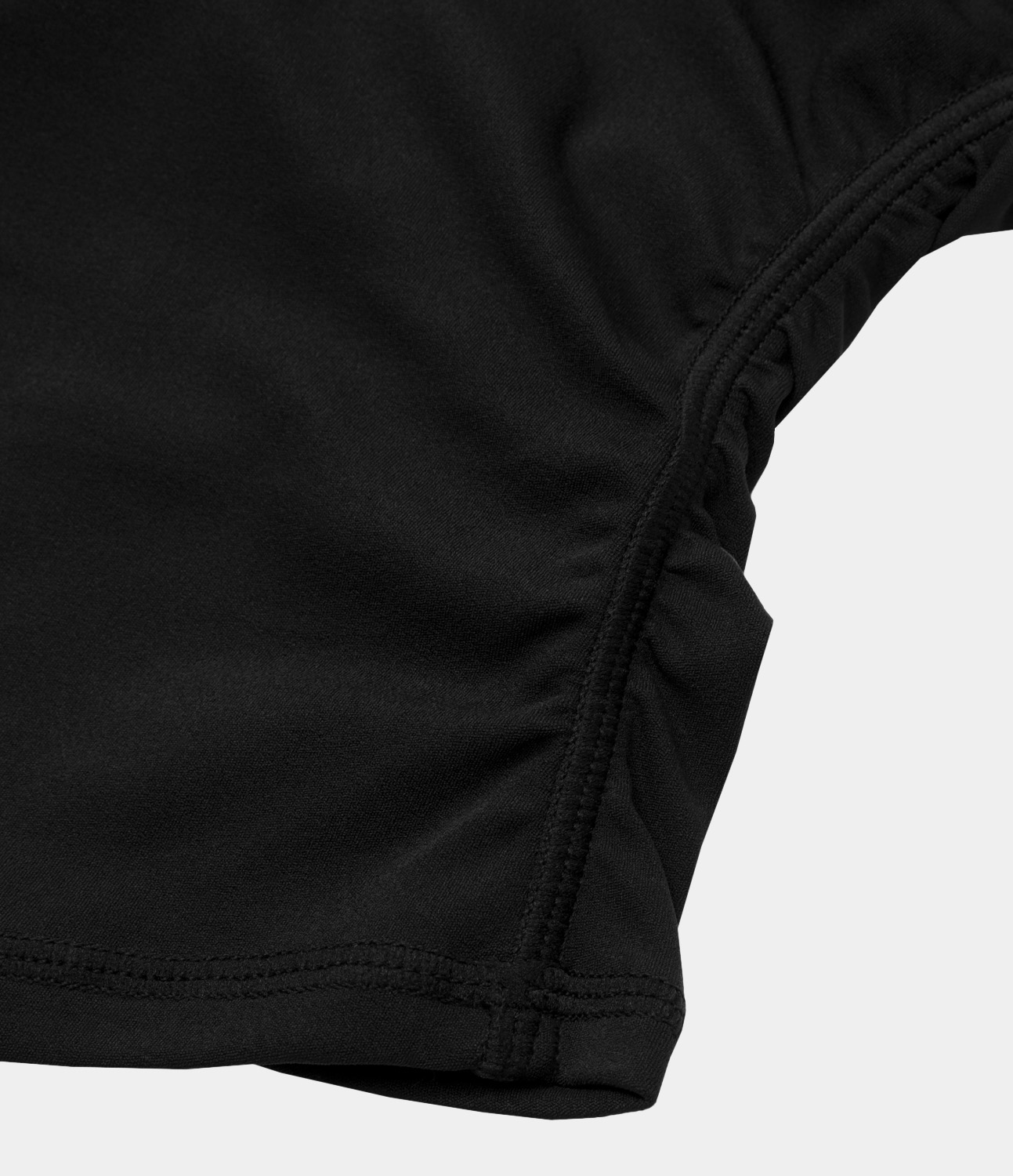 Halara U Neck Short Sleeve Ruched Curved Hem Cropped Casual Sports Top  - Black - L 