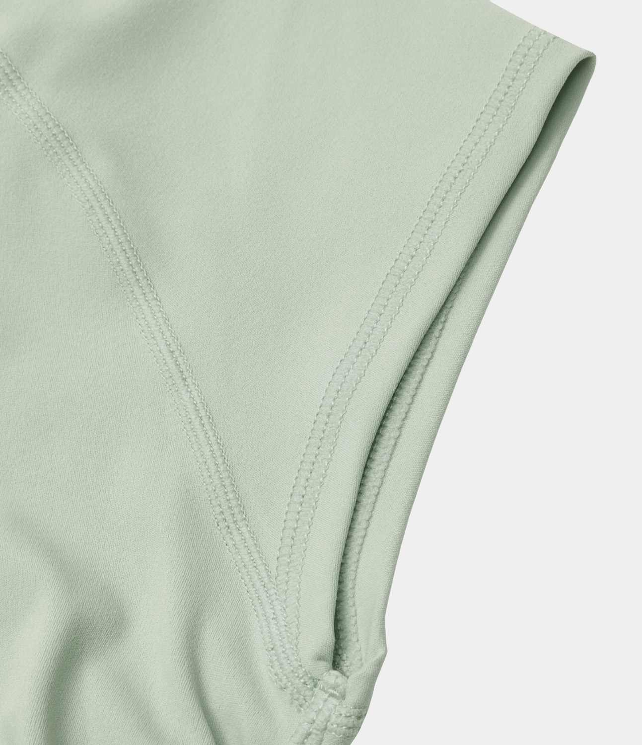 Halara U Neck Short Sleeve Ruched Curved Hem Cropped Casual Sports Top  - Green Lily - L 