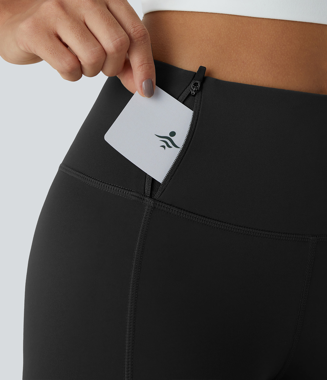 Halara High Waisted Multiple Zipper Pockets 7/8 Running Leggings  - Black - S(7/8) gym leggings leggings with pockets leggings with butt lift 