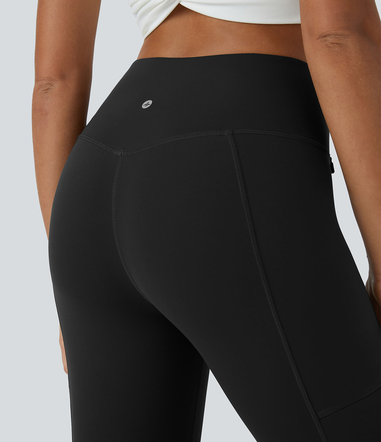 Halara High Waisted Multiple Zipper Pockets 7/8 Running Leggings  - Black - S(7/8) gym leggings leggings with pockets leggings with butt lift 