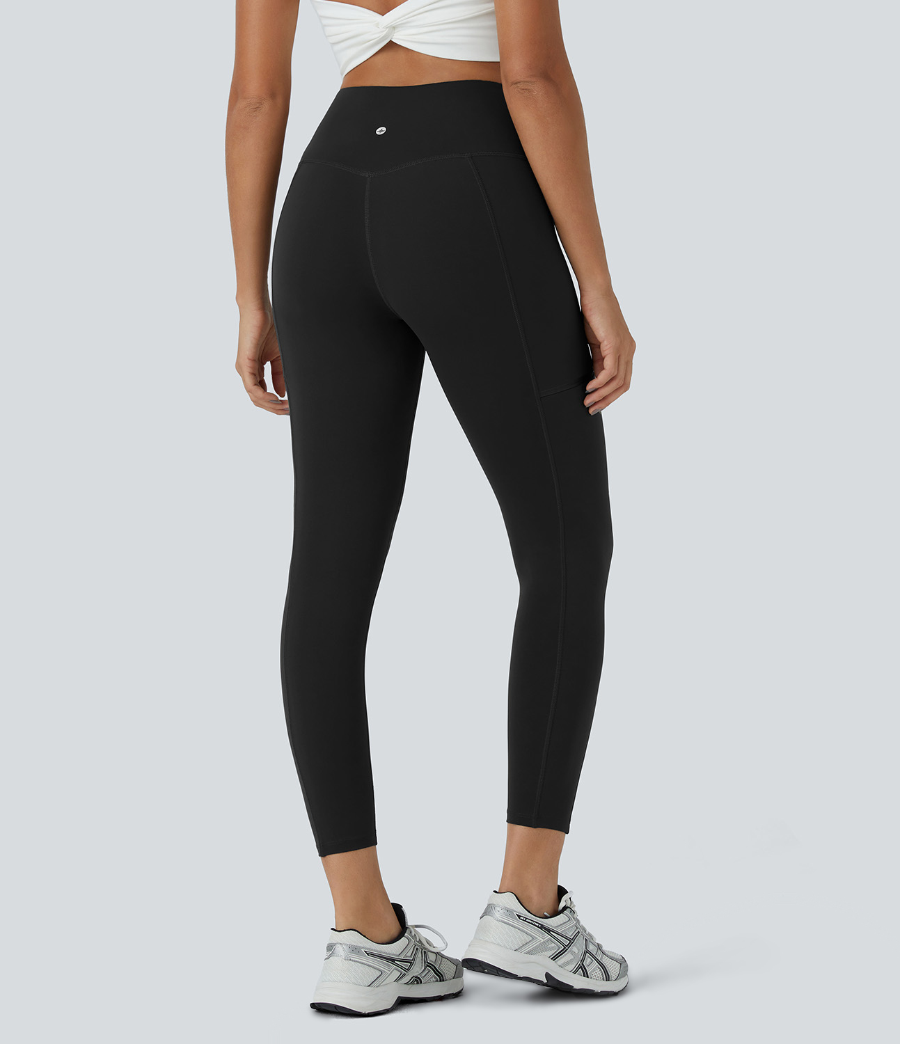 Halara High Waisted Multiple Zipper Pockets 7/8 Running Leggings  - Black - S(7/8) gym leggings leggings with pockets leggings with butt lift 