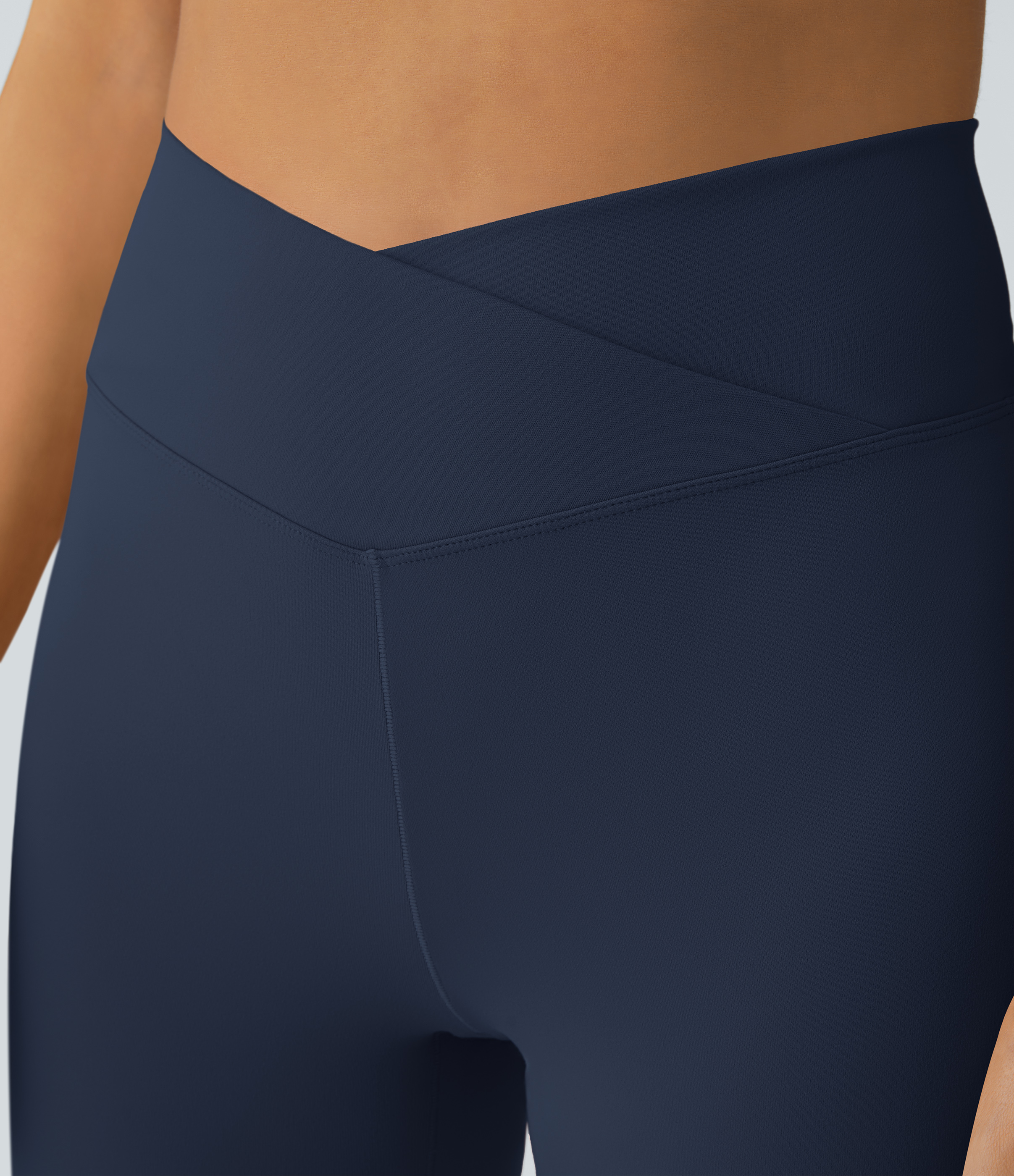 Halara Crossover High Waisted Back Pocket Super Flare Leggings  - Oceana - L(petite) gym leggings leggings with pockets 
