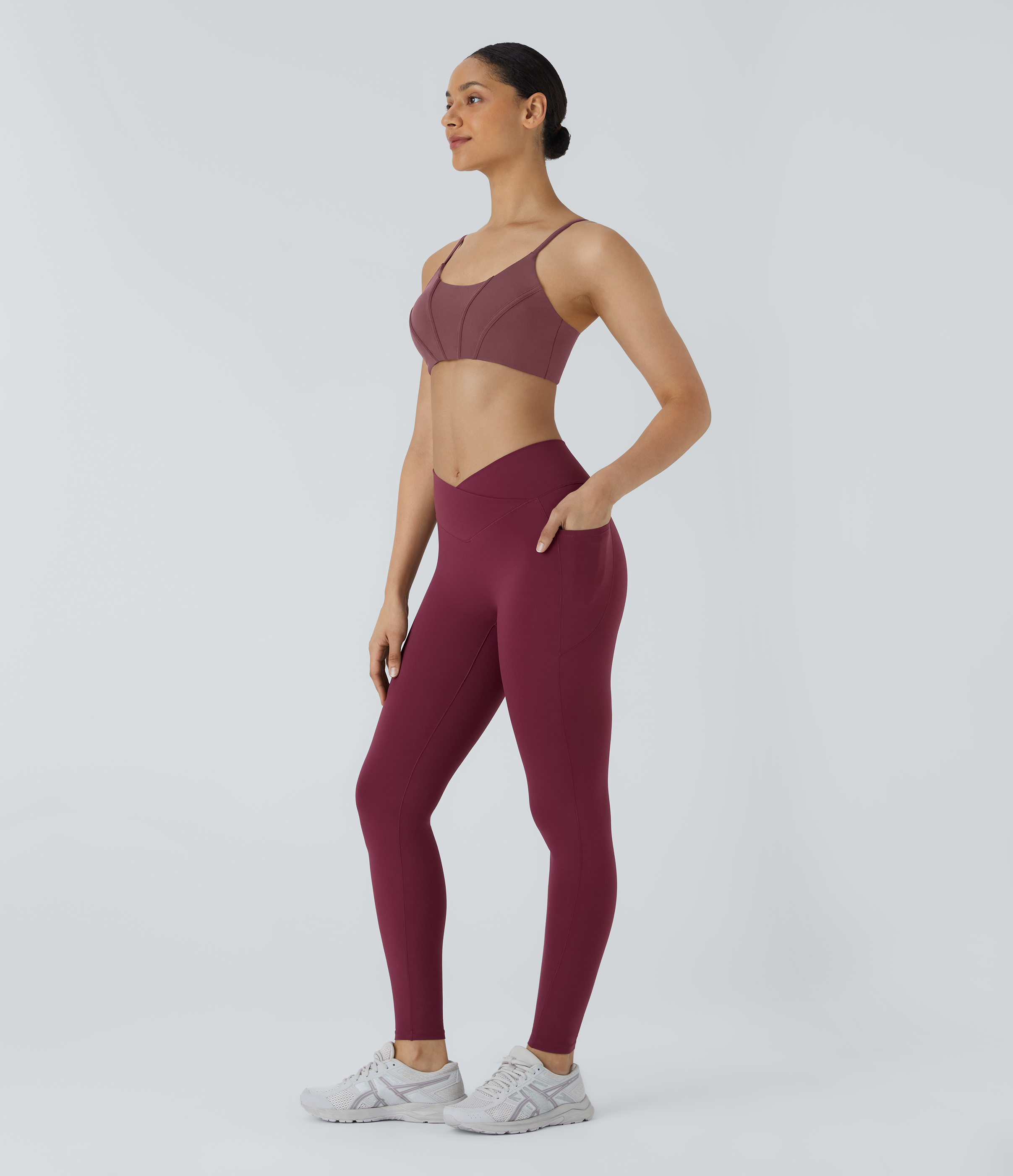 Halara PatitoffВ® 2.0 Pet Hair Resistant High Waisted Crossover Side Pocket Yoga Leggings  - Anemone - M(7/8) gym leggings 
