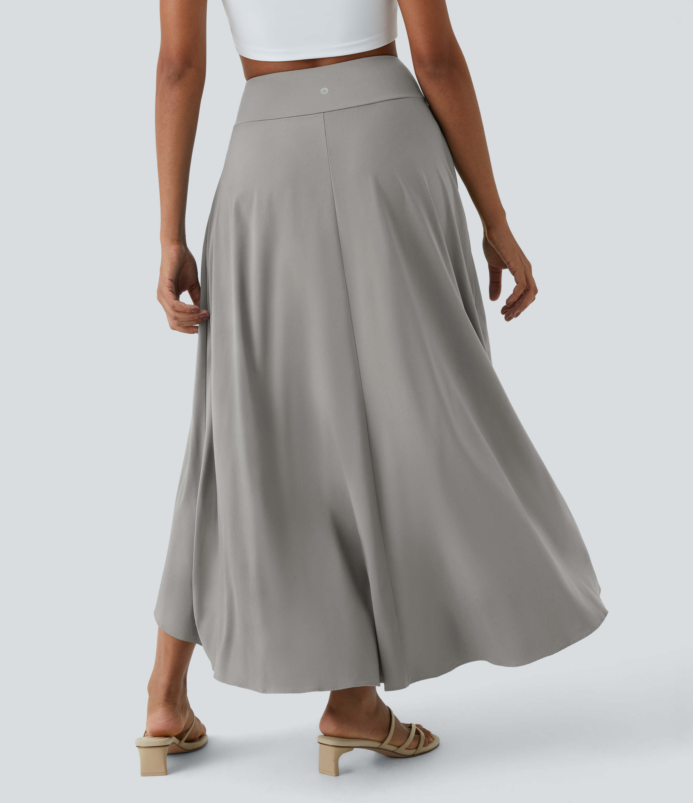 Halara Breezefulв„ў High Waisted High Low Ruffle 2-in-1 Flowy Quick Dry Casual Regular Maxi Skirt  - Ghost Gray - XS(regular) 