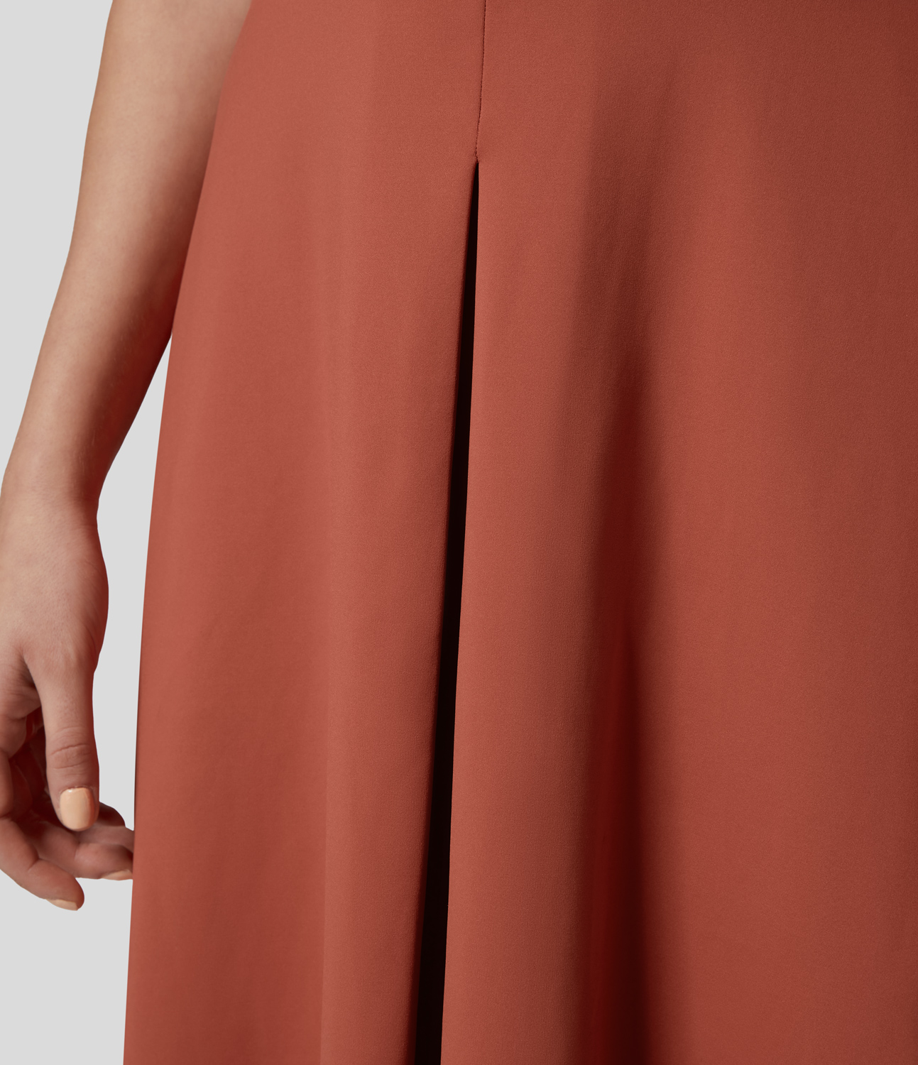 Halara Softlyzeroв„ў Eco Round Neck Side Pocket Corset Plicated Flare Midi Work Dress Casual Dress - Cinnabar - L slip dress beach dress 