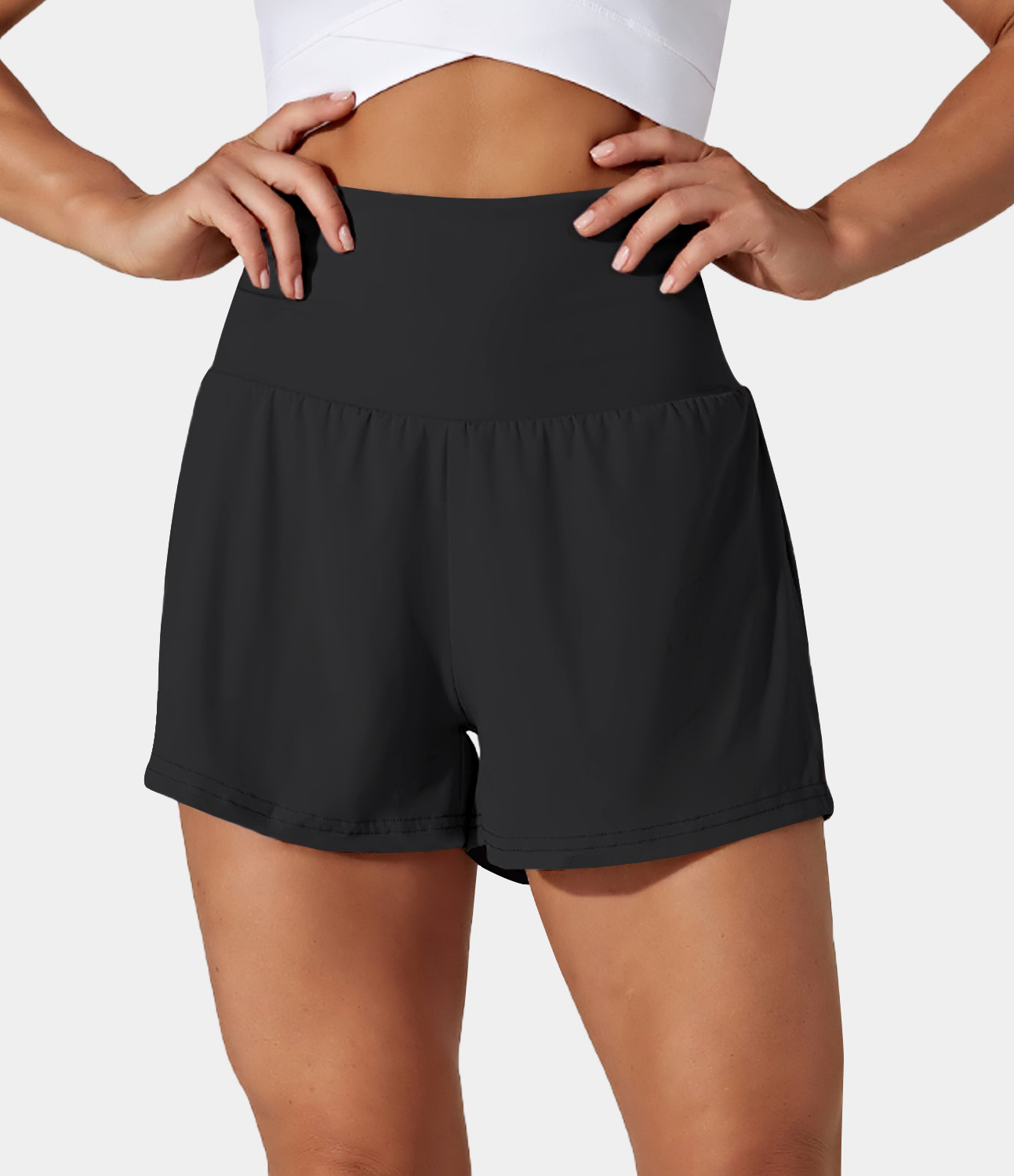 Women's Back Pocket Plus Side Hidden Pocket 2in1 Gym Shorts 3" HALARA