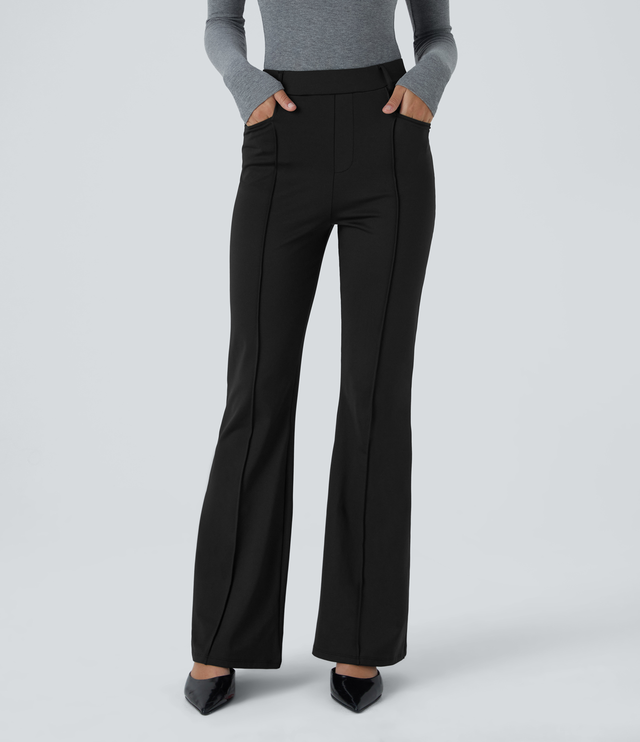 Halara Softlyzeroв„ў Eco High Waisted Side Pocket Slight Flare Work Pants  - Black - XL(regular) 