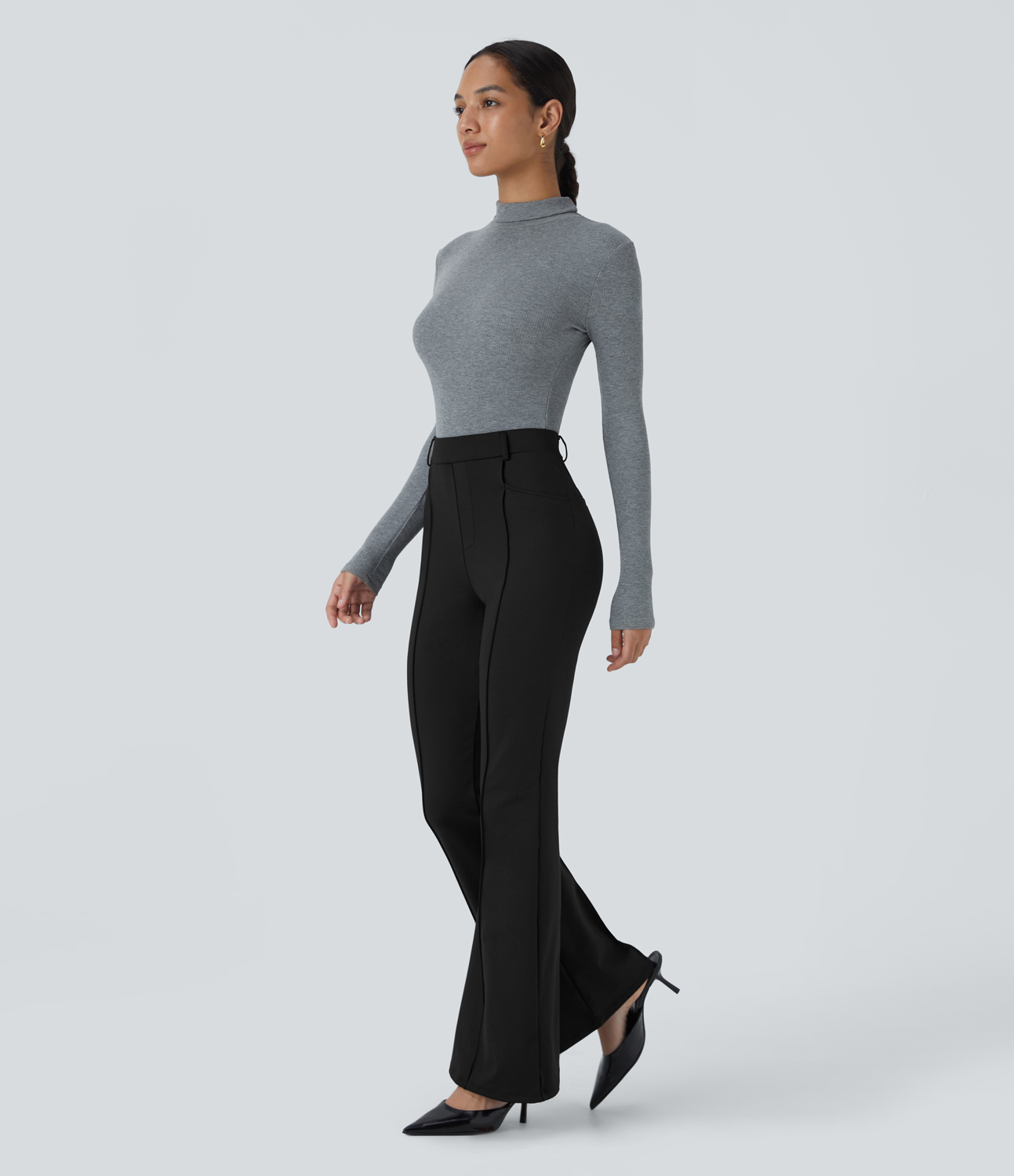 Halara Softlyzeroв„ў Eco High Waisted Side Pocket Slight Flare Work Pants  - Black - XL(regular) 