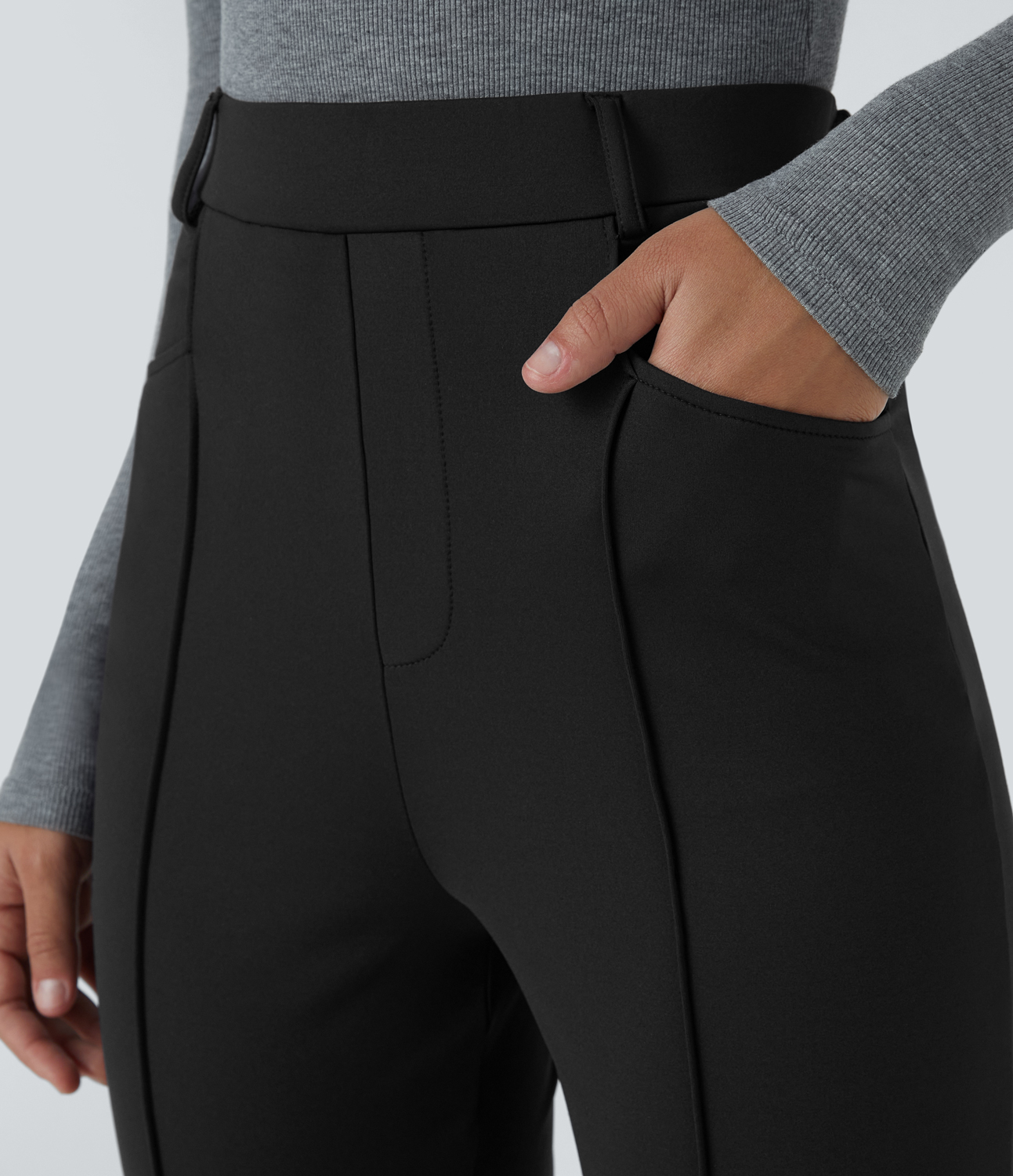Halara Softlyzeroв„ў Eco High Waisted Side Pocket Slight Flare Work Pants  - Black - XL(regular) 