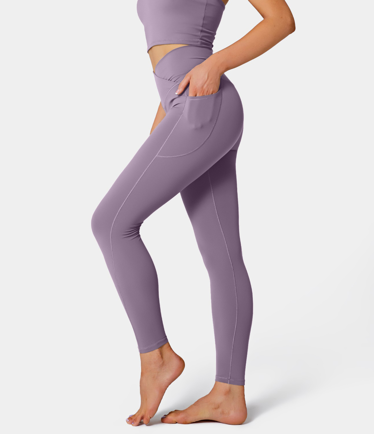

Halara Cloudfulв„ў Fabric 3.0 Crossover Pocket Plain Leggings - Tulip Purple -  gym leggings leggings with pockets
