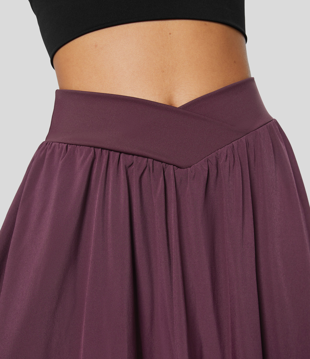 Halara Breezefulв„ў Crossover High Waisted Side Pocket 2-in-1 Midi Quick Dry Casual Flare Skirt  - Amaranth - XS(regular) 