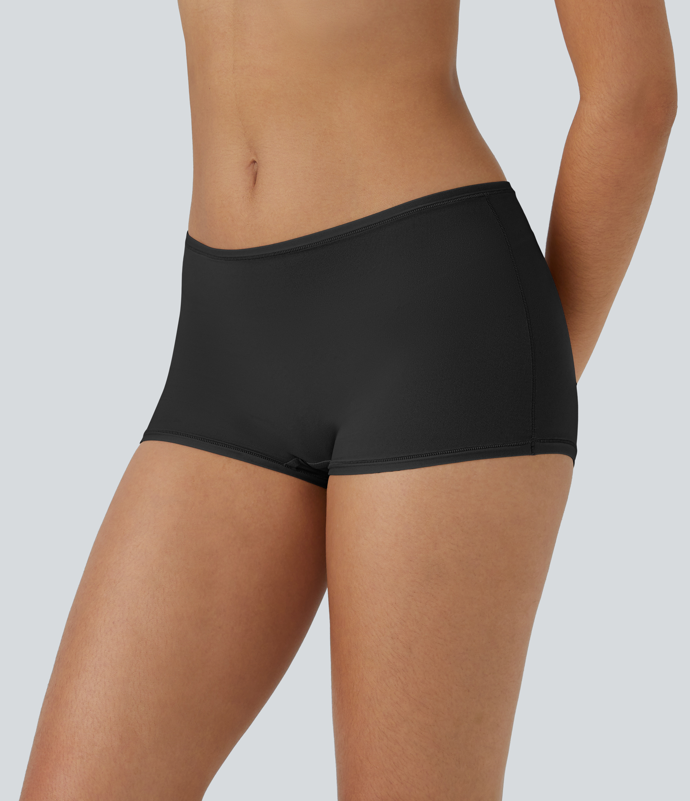 Halara High Stretch Skin Friendly  Low Rise Solid Lounge Boy Shorts  - Black - XL 