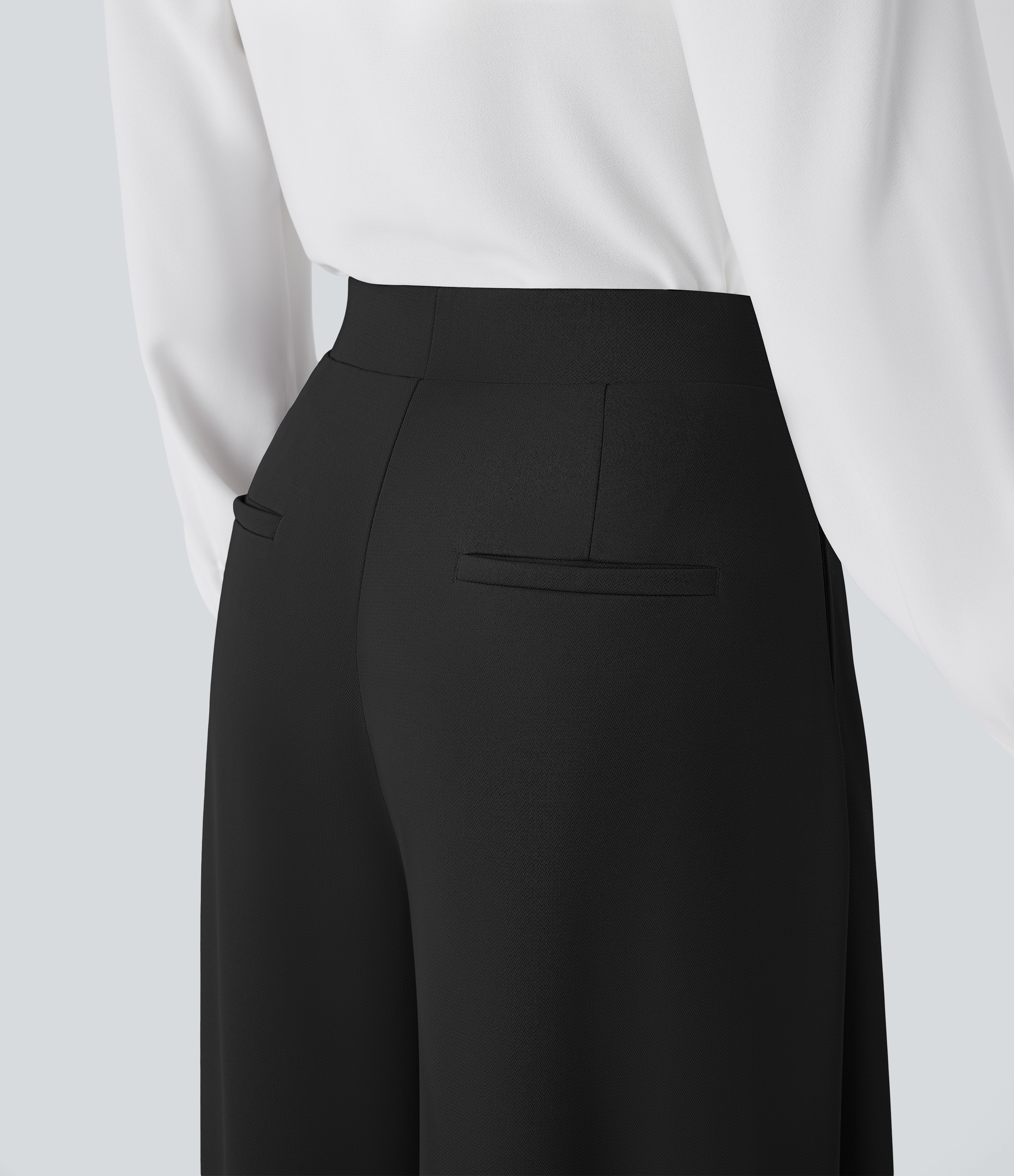 Halara High Waisted Decorative Button Side Pocket Palazzo Wide Leg Work Pants  - Black - XS(regular) sweatpants jogger pants 