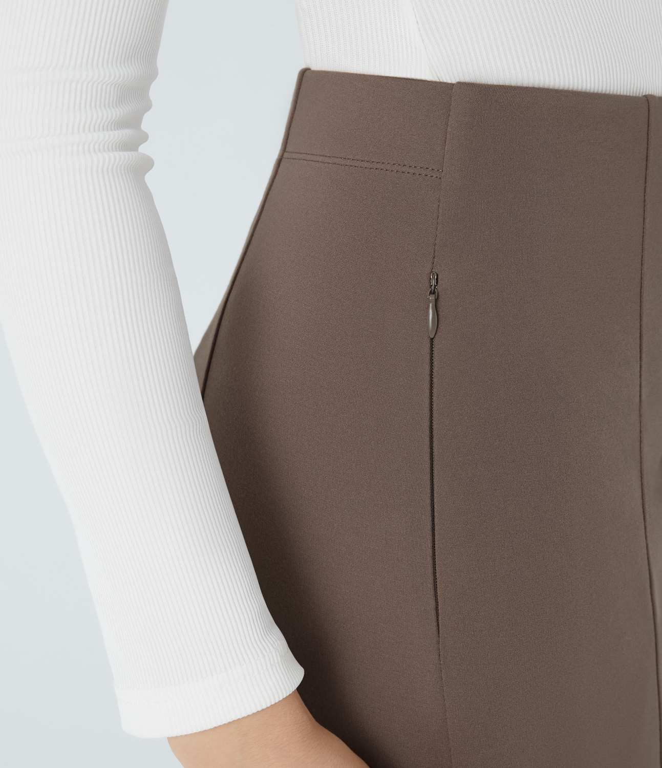 Halara High Waisted Side Zipper Pocket Split Hem Midi Work Pencil Skirt  - Iron - S(regular) 