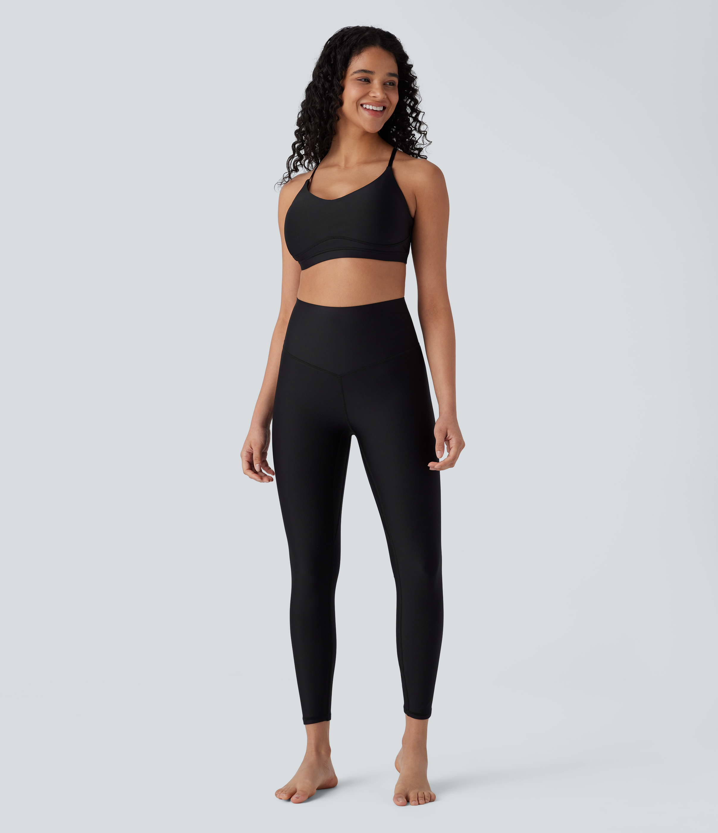 Halara Low Support Crisscross Adjustable Straps Cut Out Sheen Yoga Sports Bra  - Black - XS push up bra strapless bra backless bra sticky bra 