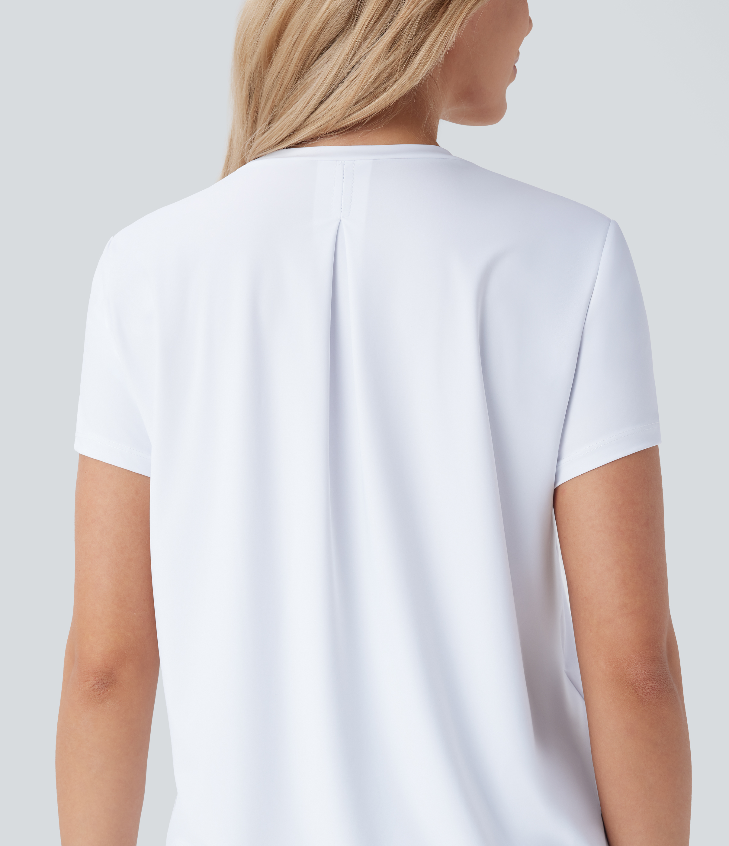 Halara Round Neck Short Sleeve High Low Yoga Sports Top  - White - S 