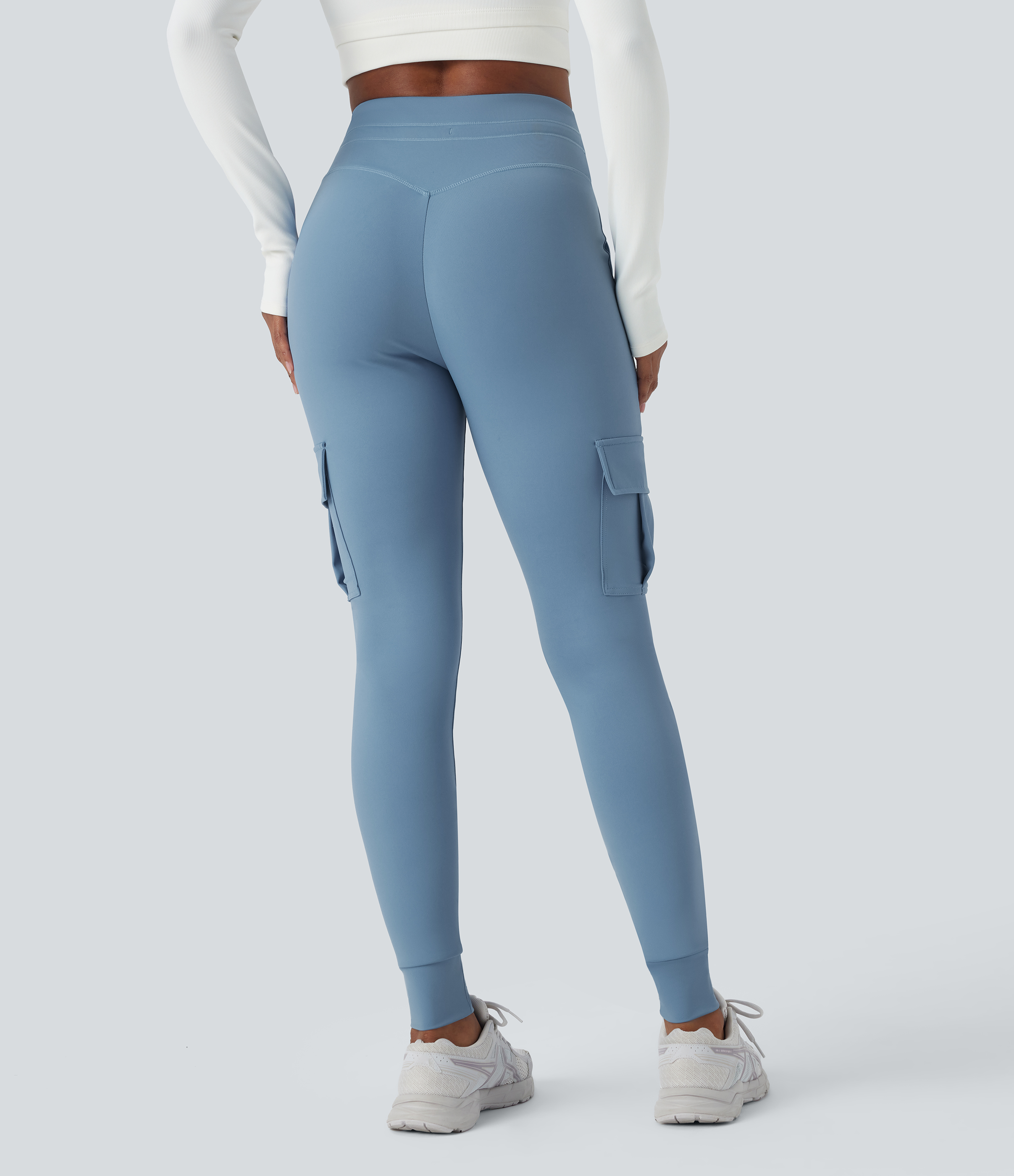 Halara Softlyzeroв„ў Airy High Waisted Drawstring Pocket Cool Touch Yoga Cargo Joggers  - Blue Shadow - XS(regular) 