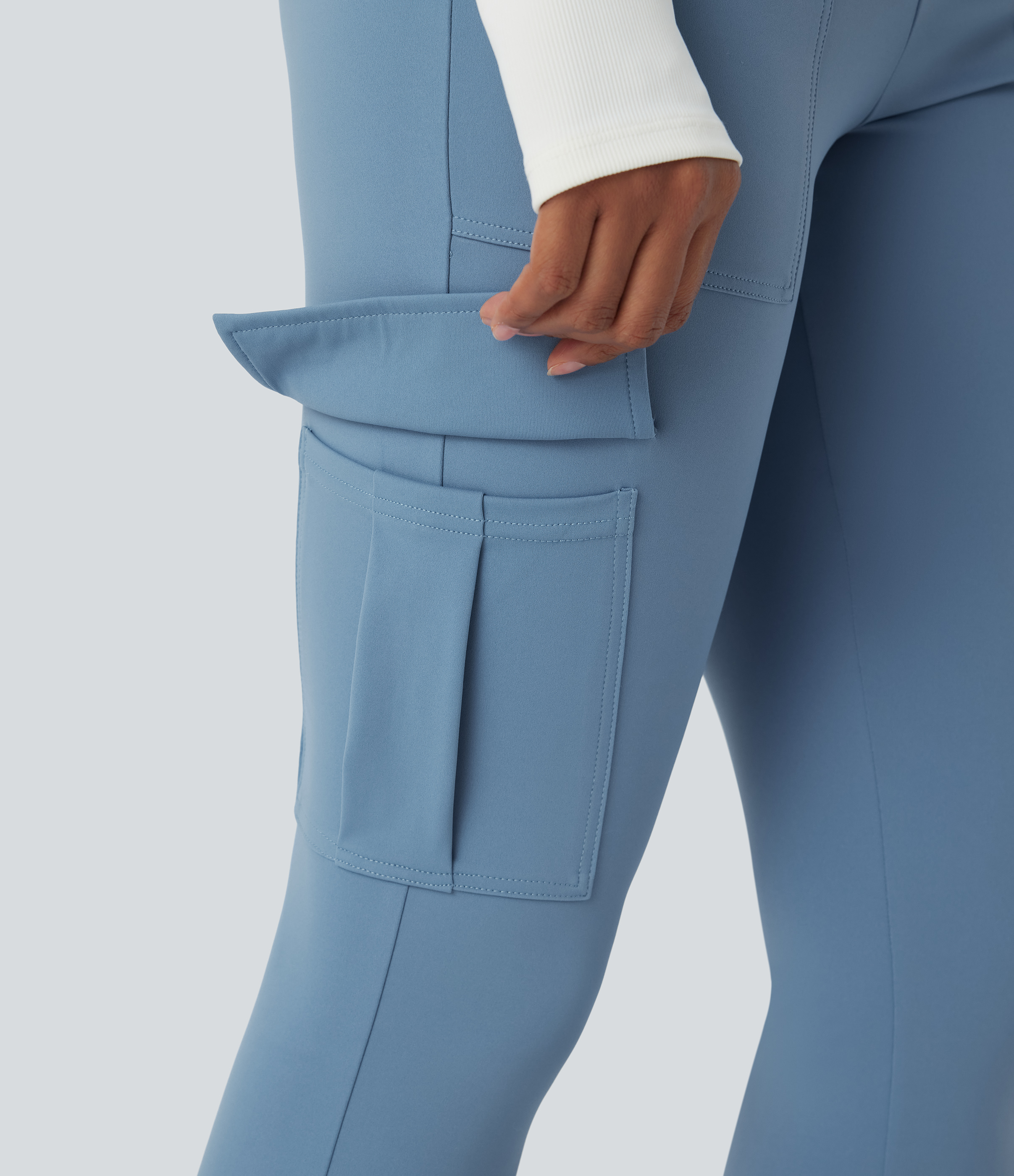 Halara Softlyzeroв„ў Airy High Waisted Drawstring Pocket Cool Touch Yoga Cargo Joggers  - Blue Shadow - XS(regular) 