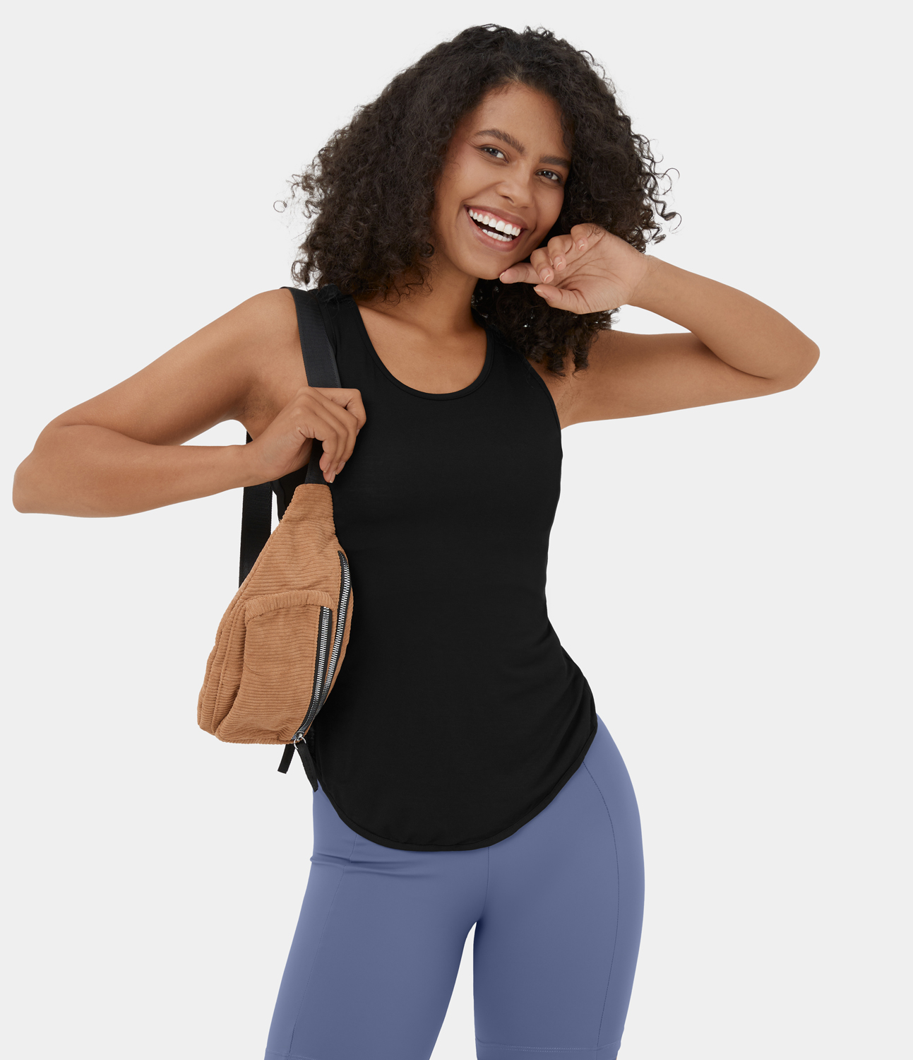 Halara Cut Out Asymmetric Hem Sheer Casual Tank Top Tank Top - Black - XL golf tops halter top tunic tops sleeveless tops backless top 