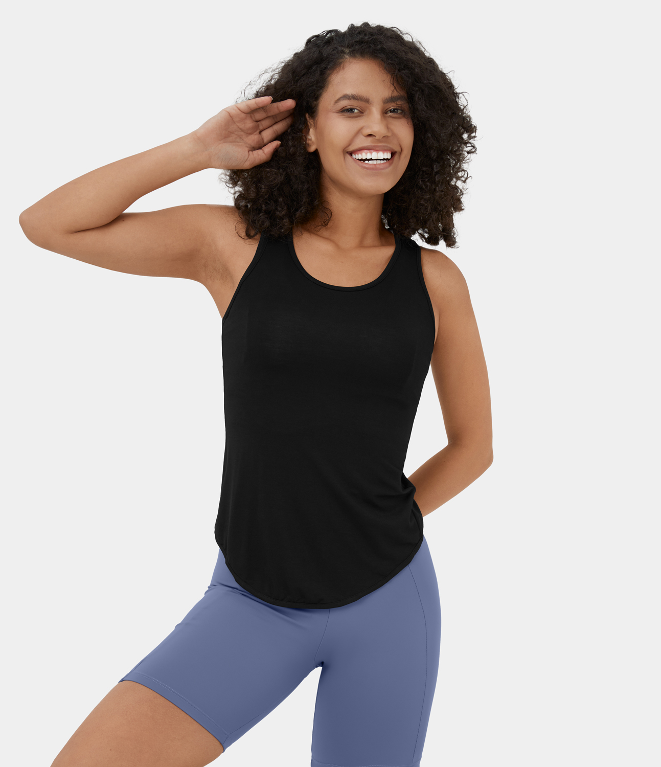 Halara Cut Out Asymmetric Hem Sheer Casual Tank Top Tank Top - Black - XL golf tops halter top tunic tops sleeveless tops backless top 