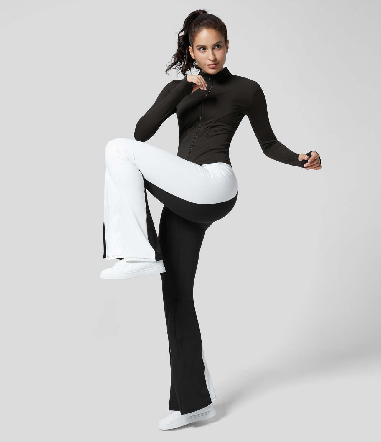 Halara Zipper Thumb Hole Yoga Jacket  - Black - XS 