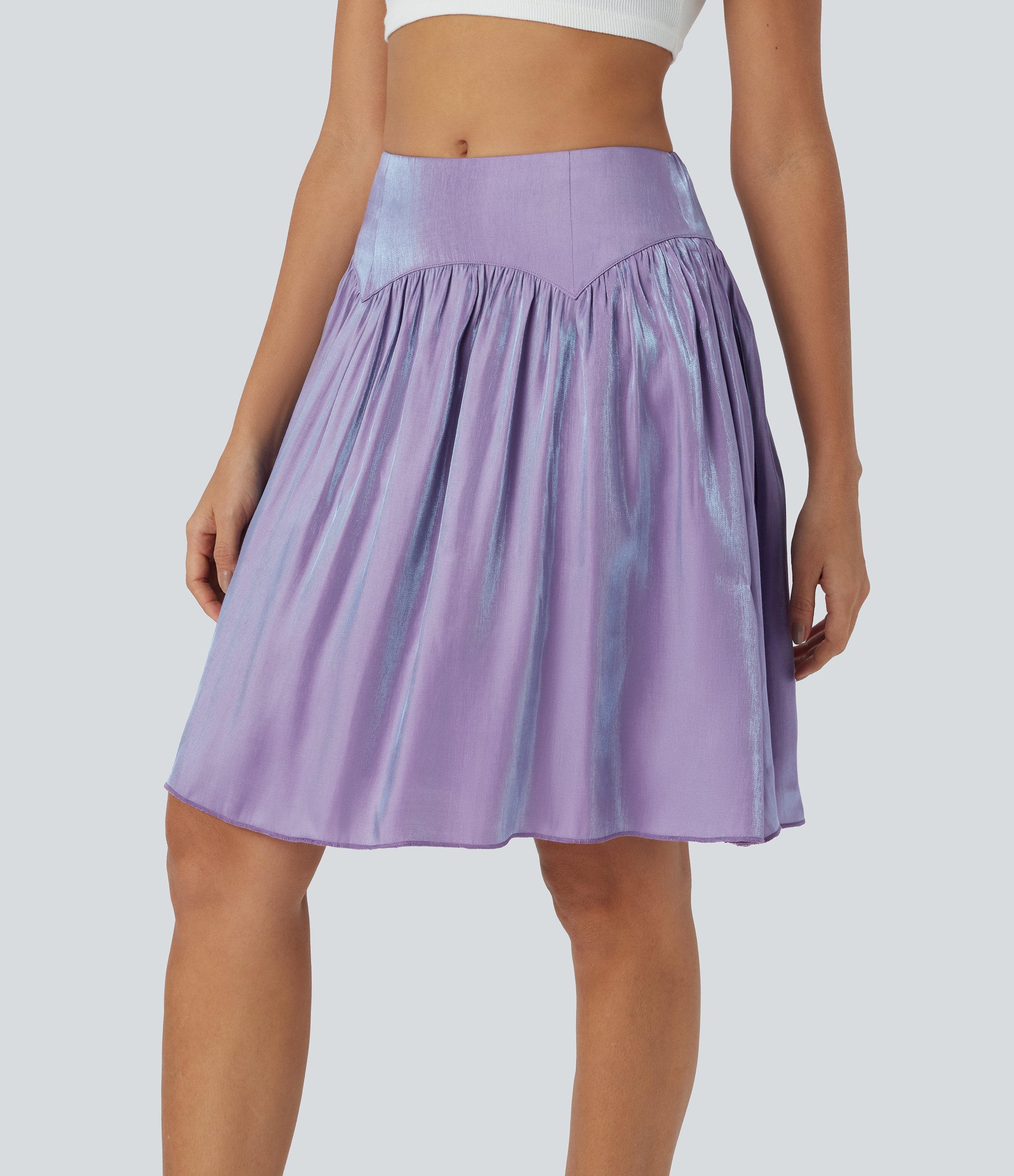 Halara Mid Rise Plicated Invisible Zipper Side Pocket Casual Skirt  - Rhapsody - XL(regular) 