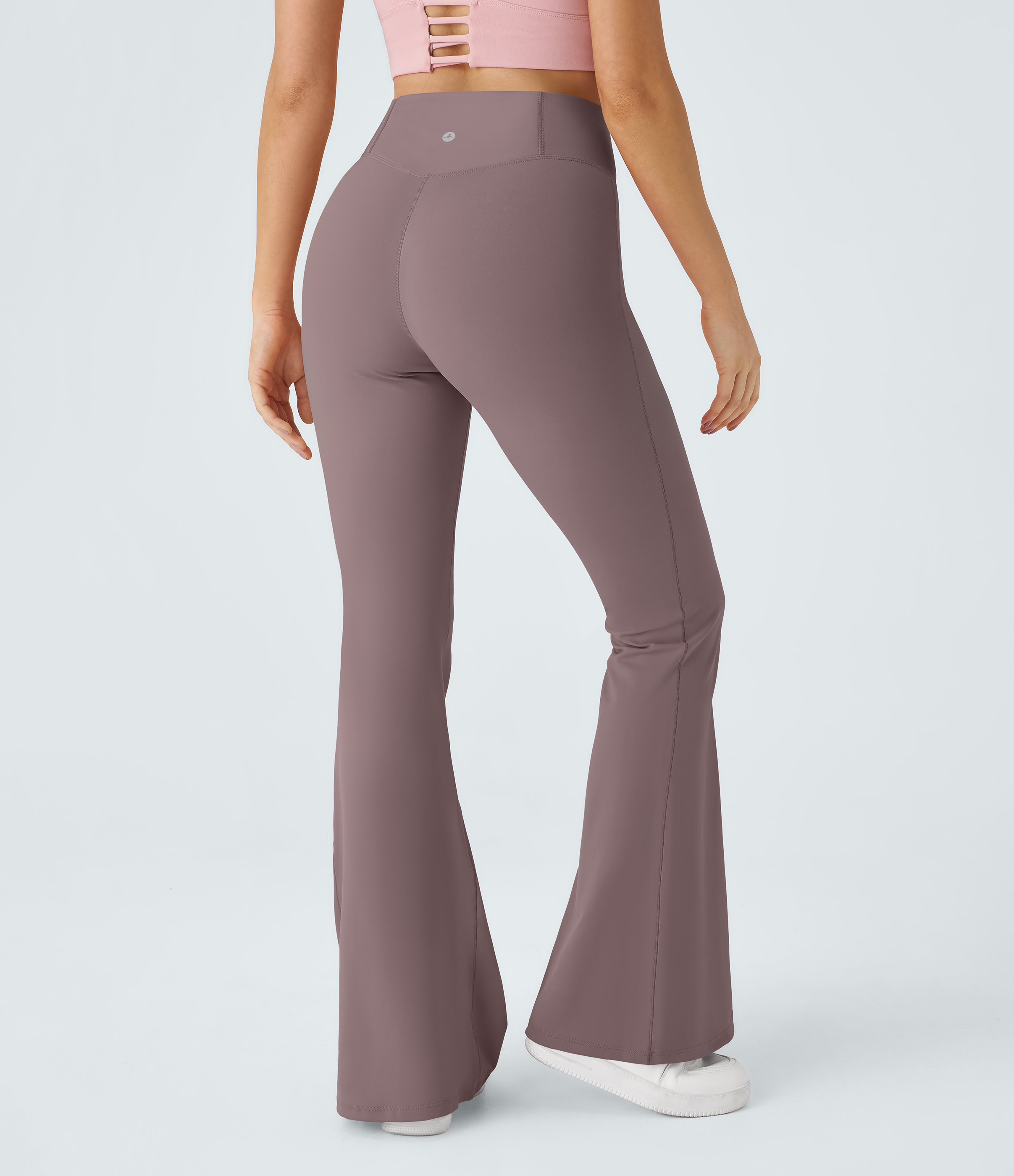 Halara Crossover High Waisted Back Pocket Super Flare Leggings  - Arctic Dusk - S(petite) gym leggings leggings with pockets 