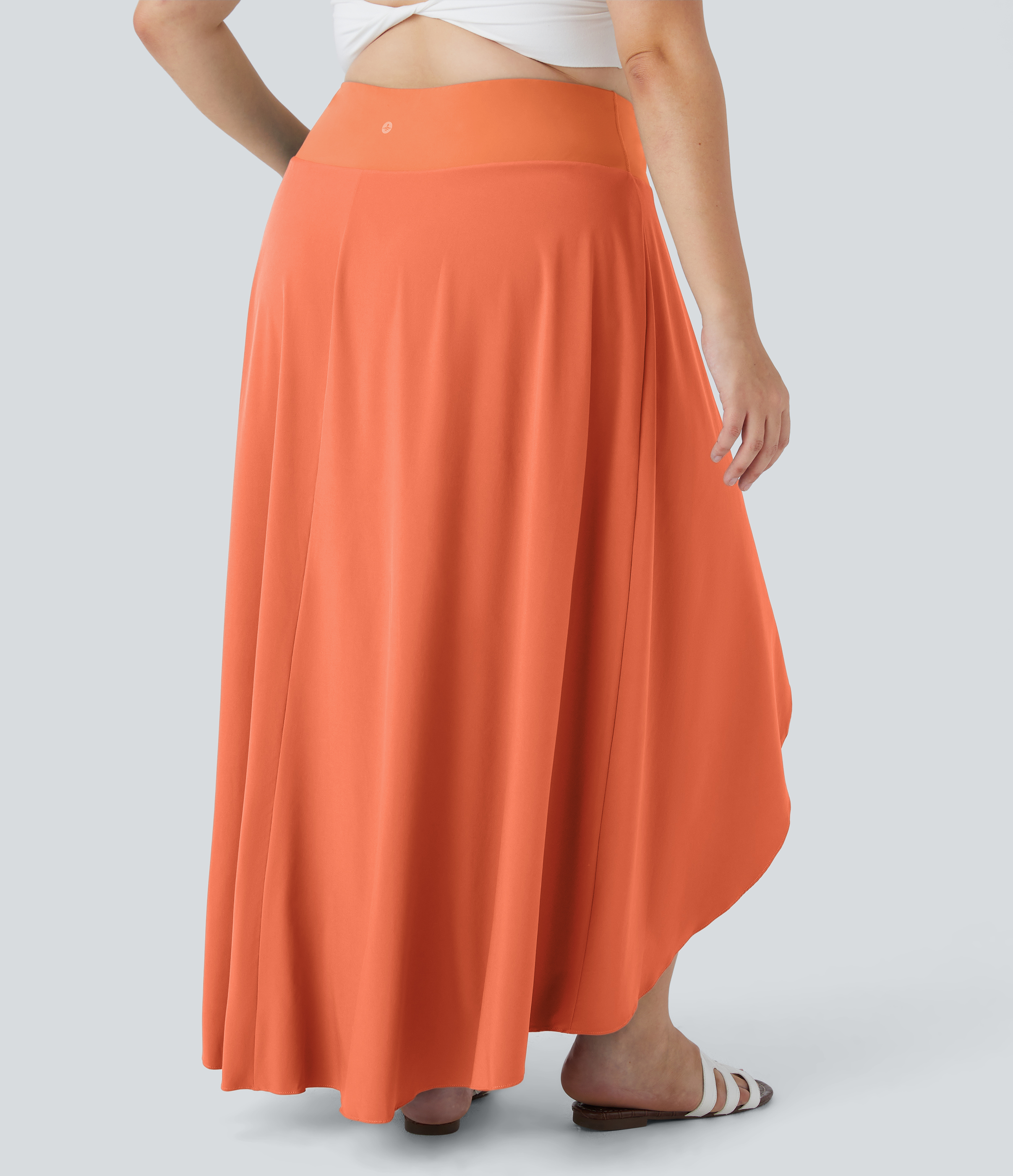 Halara Breezefulв„ў High Waisted High Low Ruffle 2-in-1 Flowy Midi Quick Dry Casual Plus Size Skirt  - Blush Orange - 3X(regular) 
