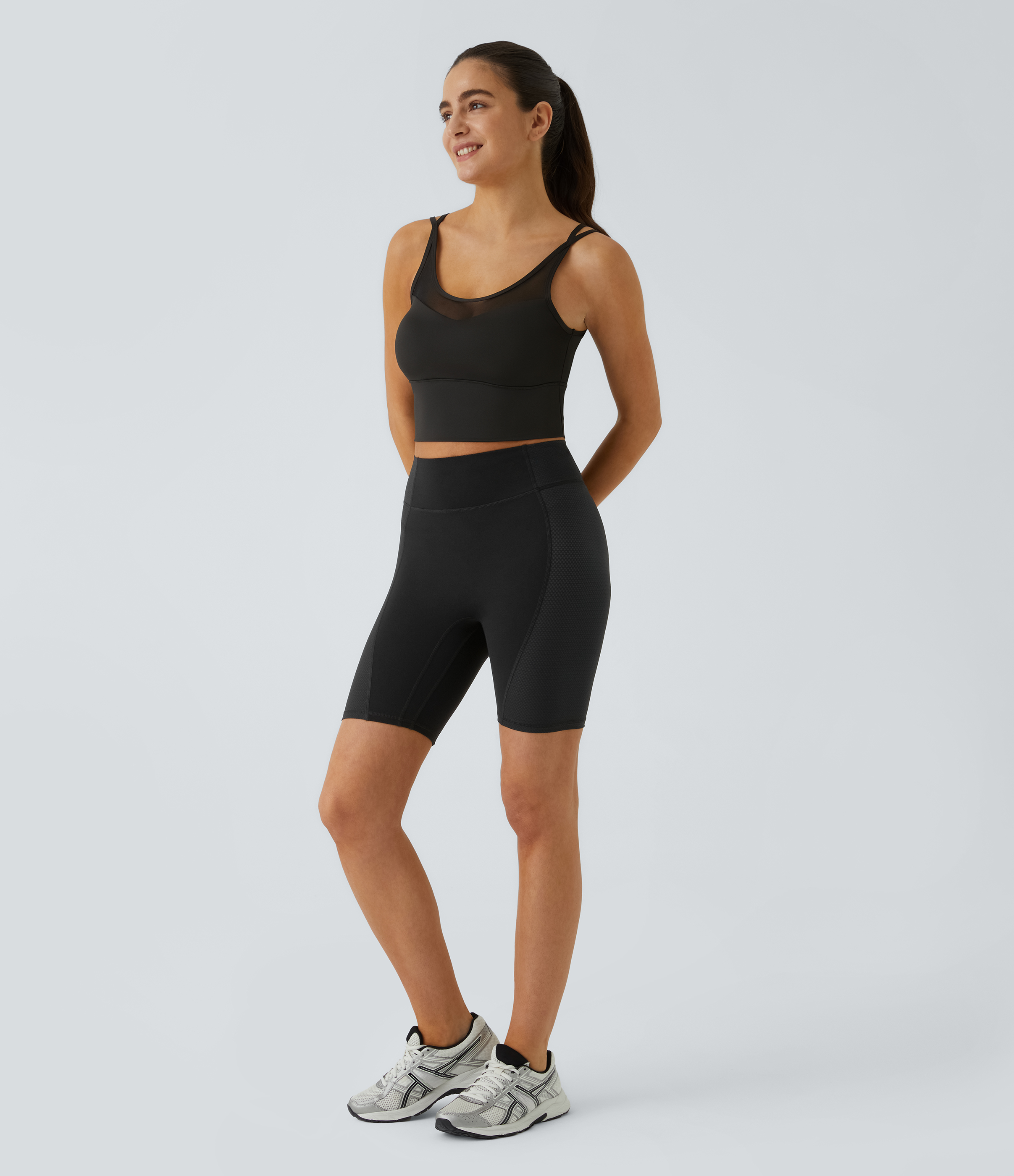 Halara Low Support Backless Cut Out Contrast Mesh Yoga Sports Bra  - Black - XL push up bra strapless bra backless bra sticky bra 