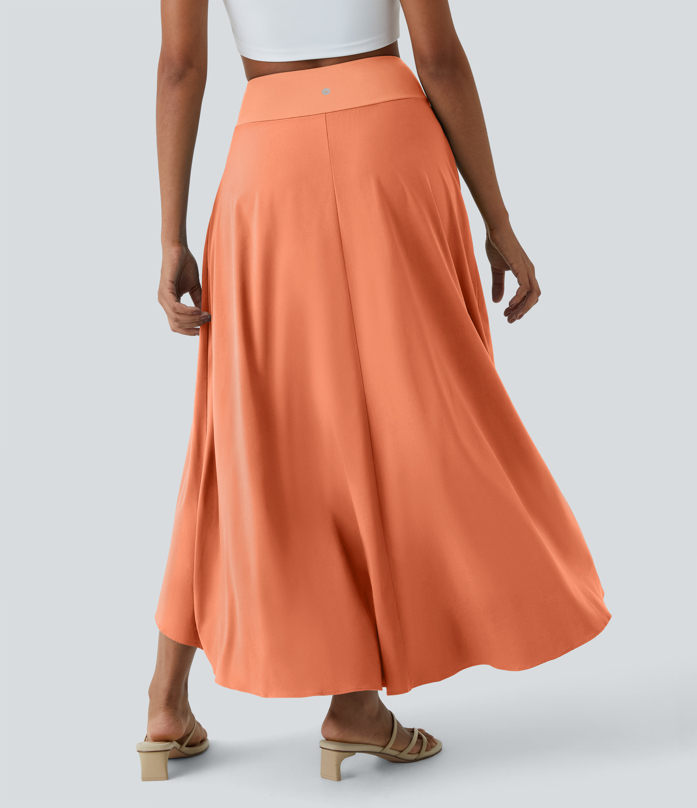 Halara Breezefulв„ў High Waisted High Low Ruffle 2-in-1 Flowy Quick Dry Casual Regular Maxi Skirt  - Blush Orange - M(regular) 