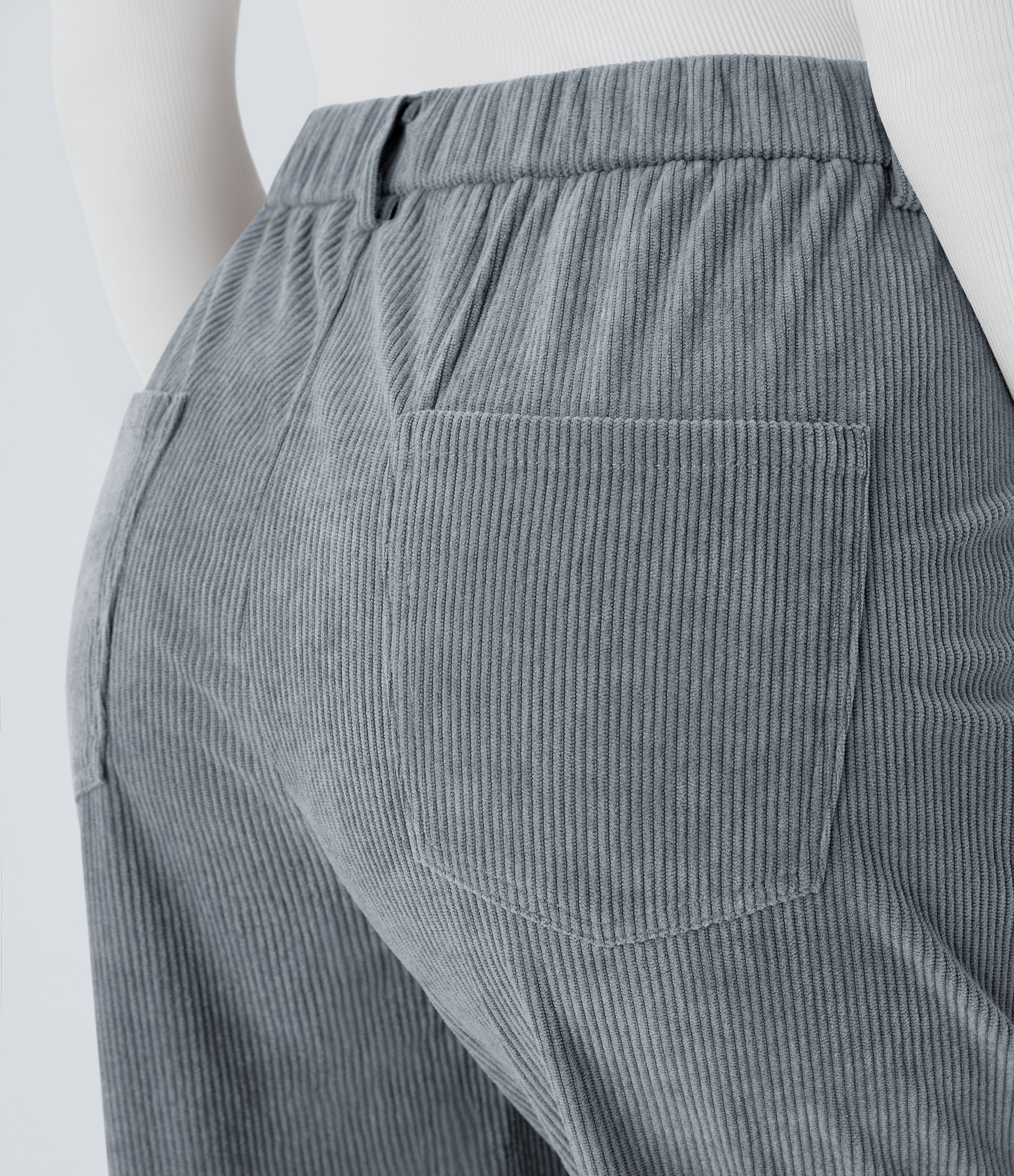 Halara Mid Rise Button Zipper Multiple Pockets Corduroy Casual Joggers  - Cloud Gray Blue - M(regular) 