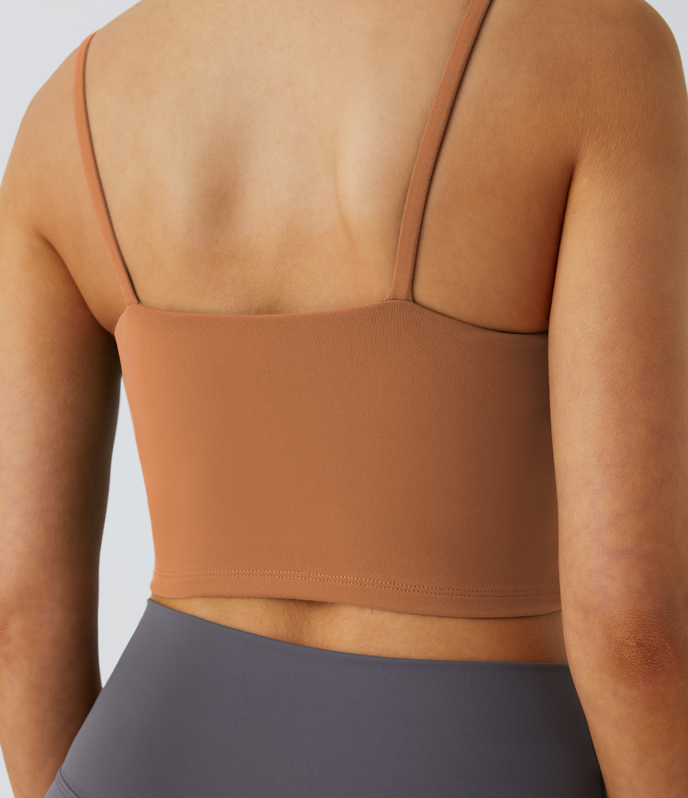 Halara Basic Padded Workout Cropped Tank Top Tank Top - Adobe - L golf tops halter top tunic tops sleeveless tops backless top 
