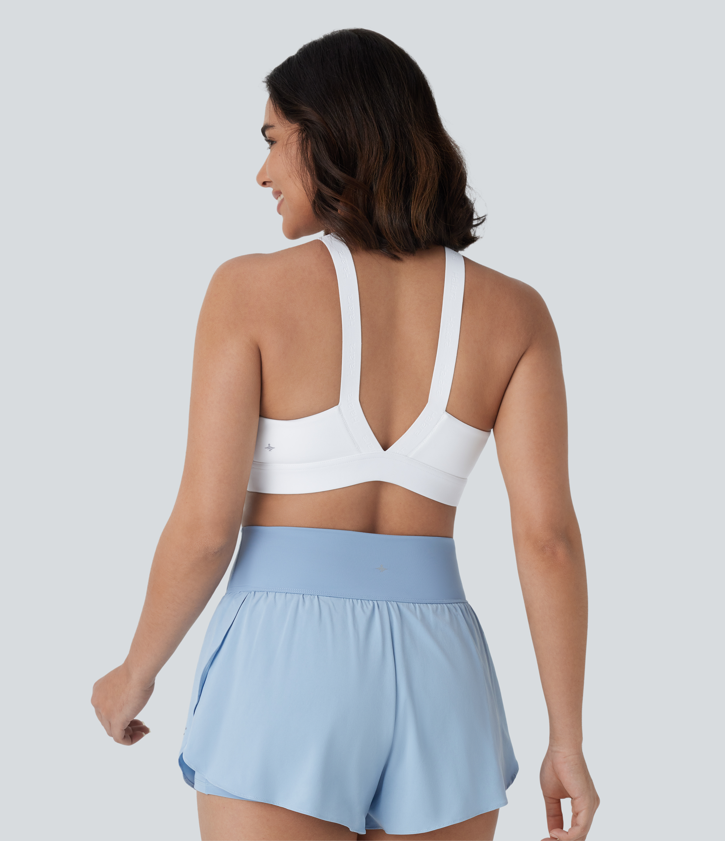 Halara SpeedWaveв„ў Medium Support Backless Cut Out Quick Dry Running Sports Bra  - White - L push up bra strapless bra backless bra sticky bra 
