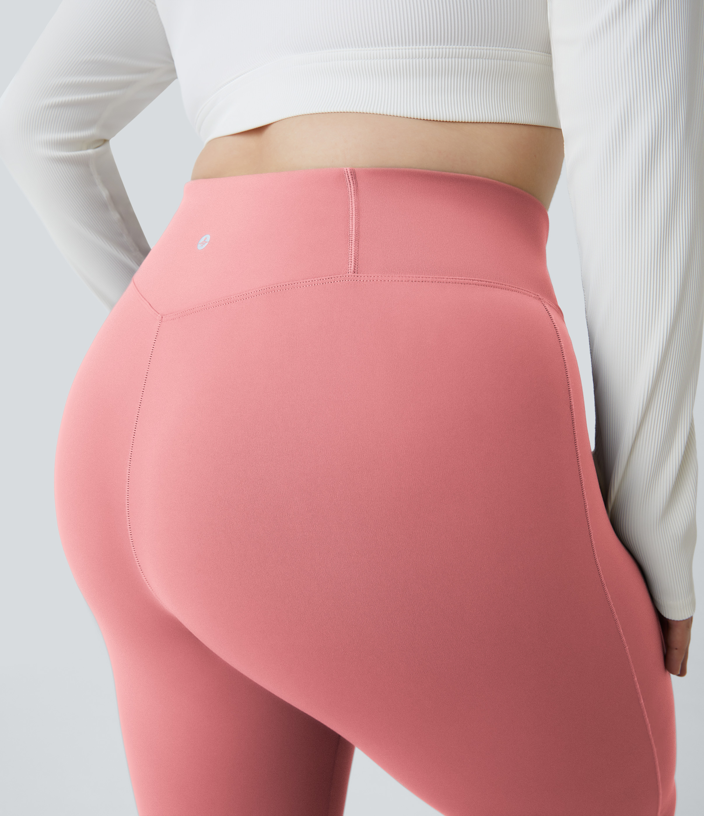Halara Crossover High Waisted Back Pocket Plus Size Super Flare Leggings  - Candy Pink - 3X 