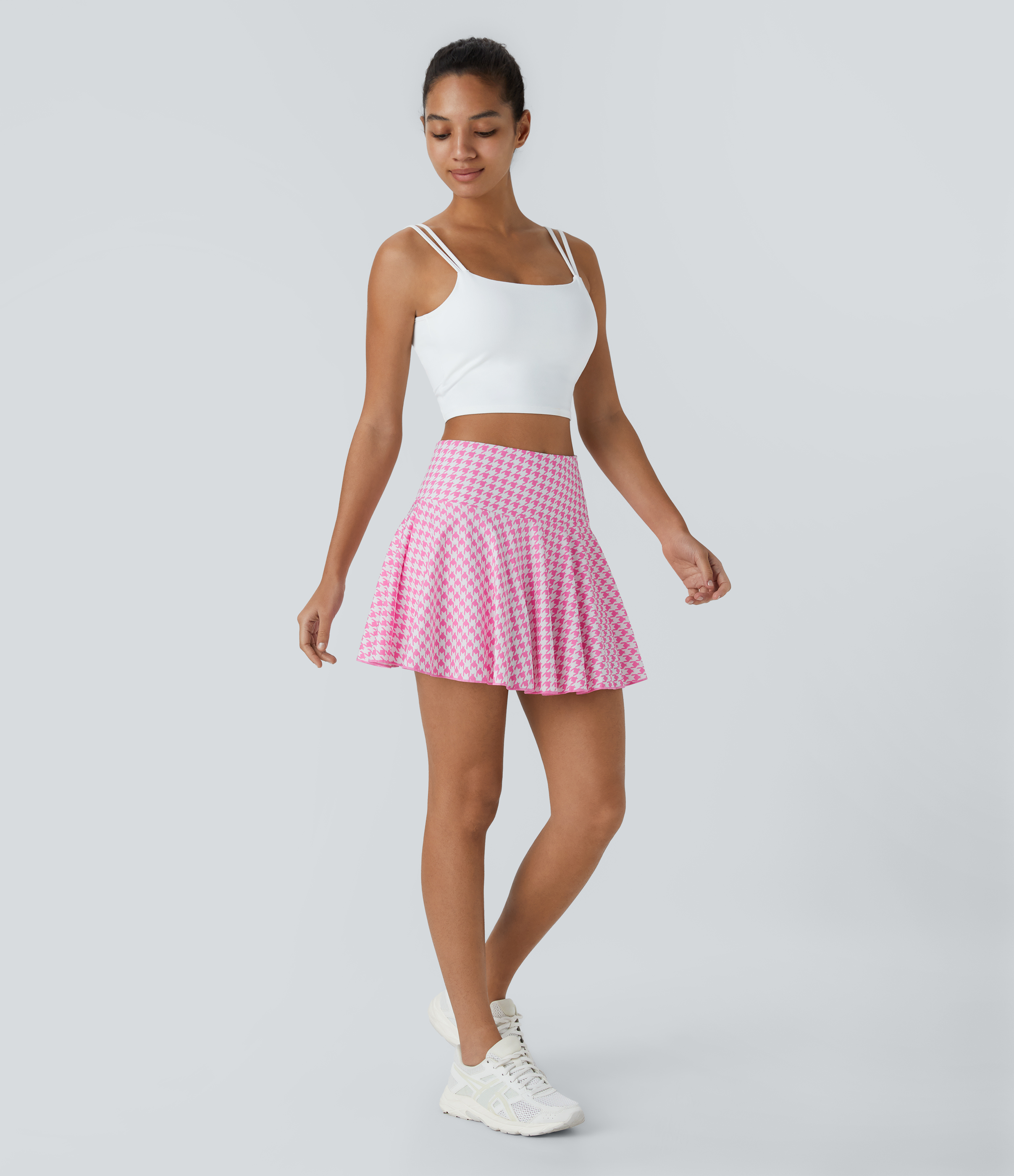 Halara Everyday High Waisted Pocket 2-in-1 Activity Skirt-Marvelous  - Raspberry Houndstooth - XS midi skirt a line skirt golfing skirt 
