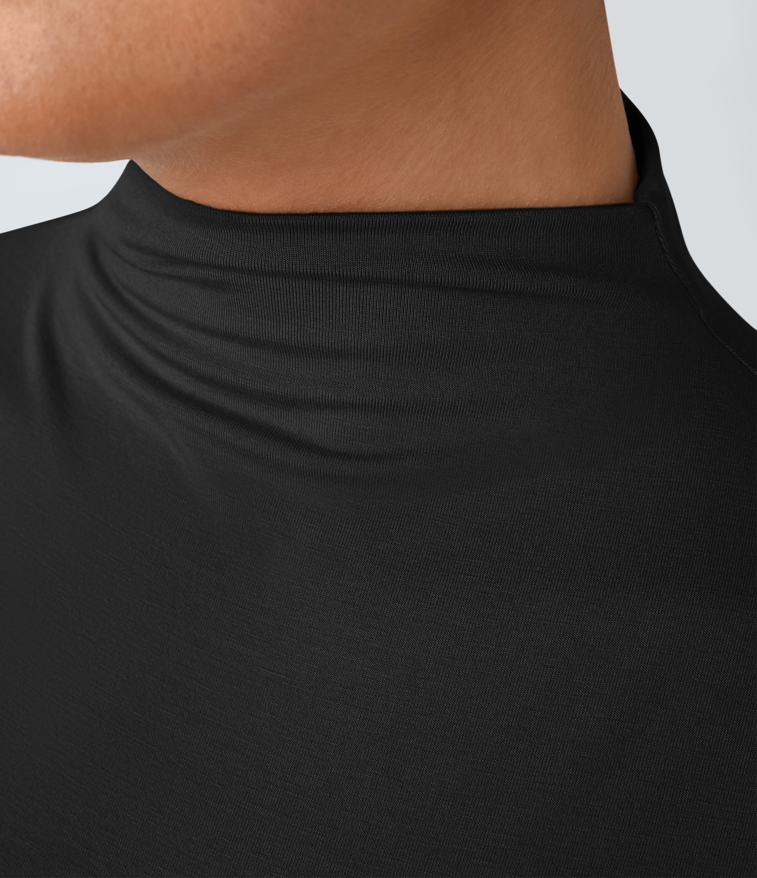 Halara Funnel Neck Peplum Casual Tank Top Tank Top - Black - M golf tops halter top tunic tops sleeveless tops backless top 