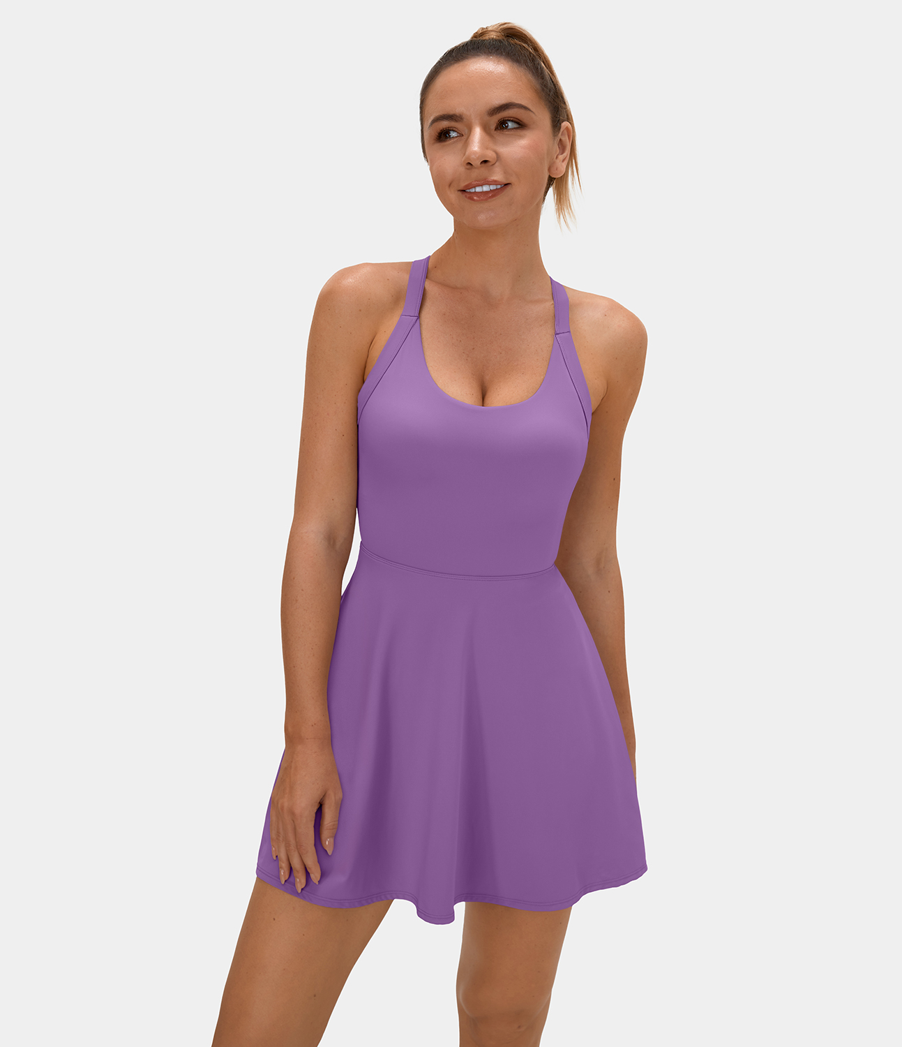 

Halara Backless Twisted Active Dress Workout Dress - Dewberry
