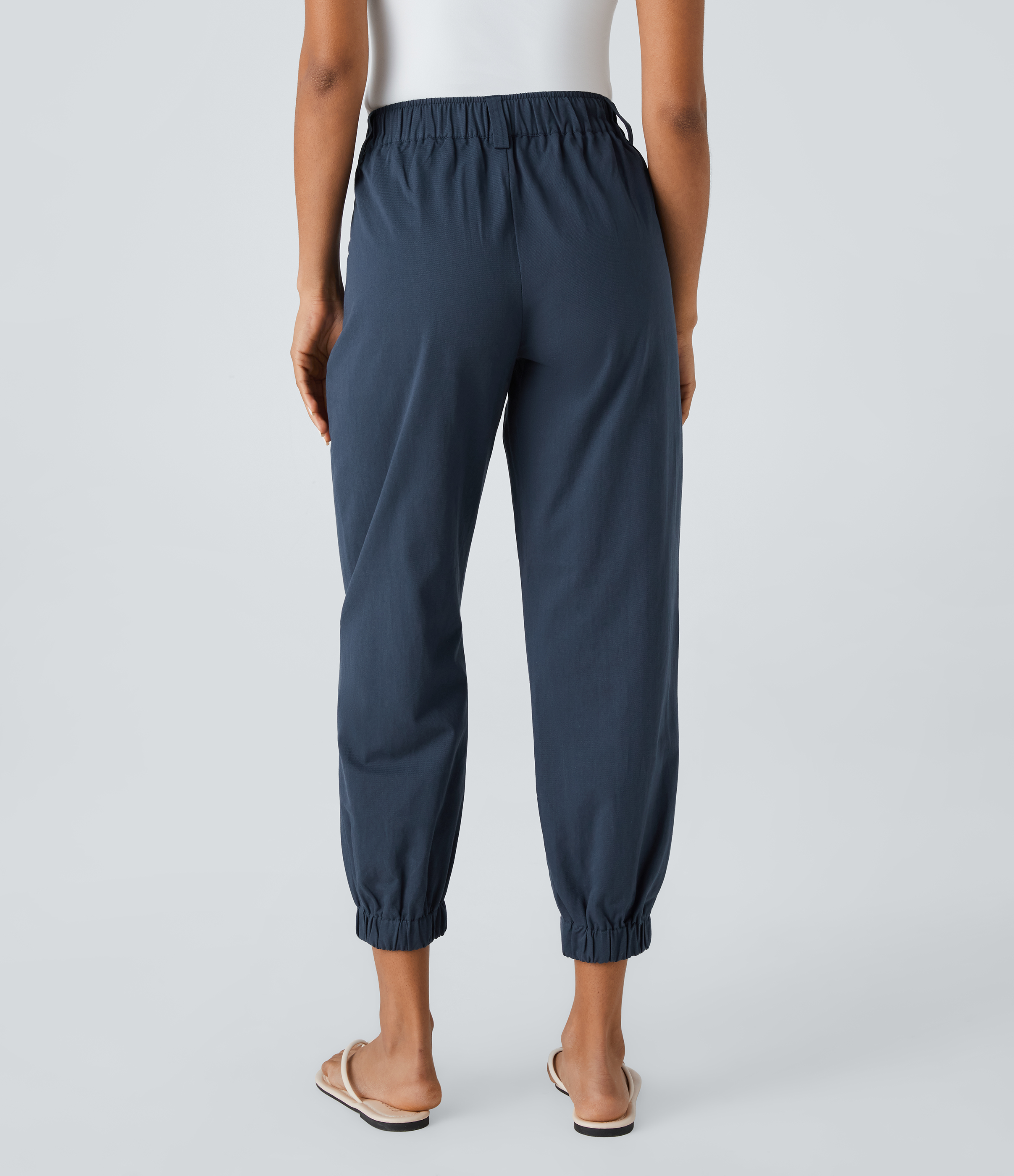 Halara Mid Rise Button Zipper Side Pocket Casual Cotton Joggers  - Moonlit Ocean - M(regular) 