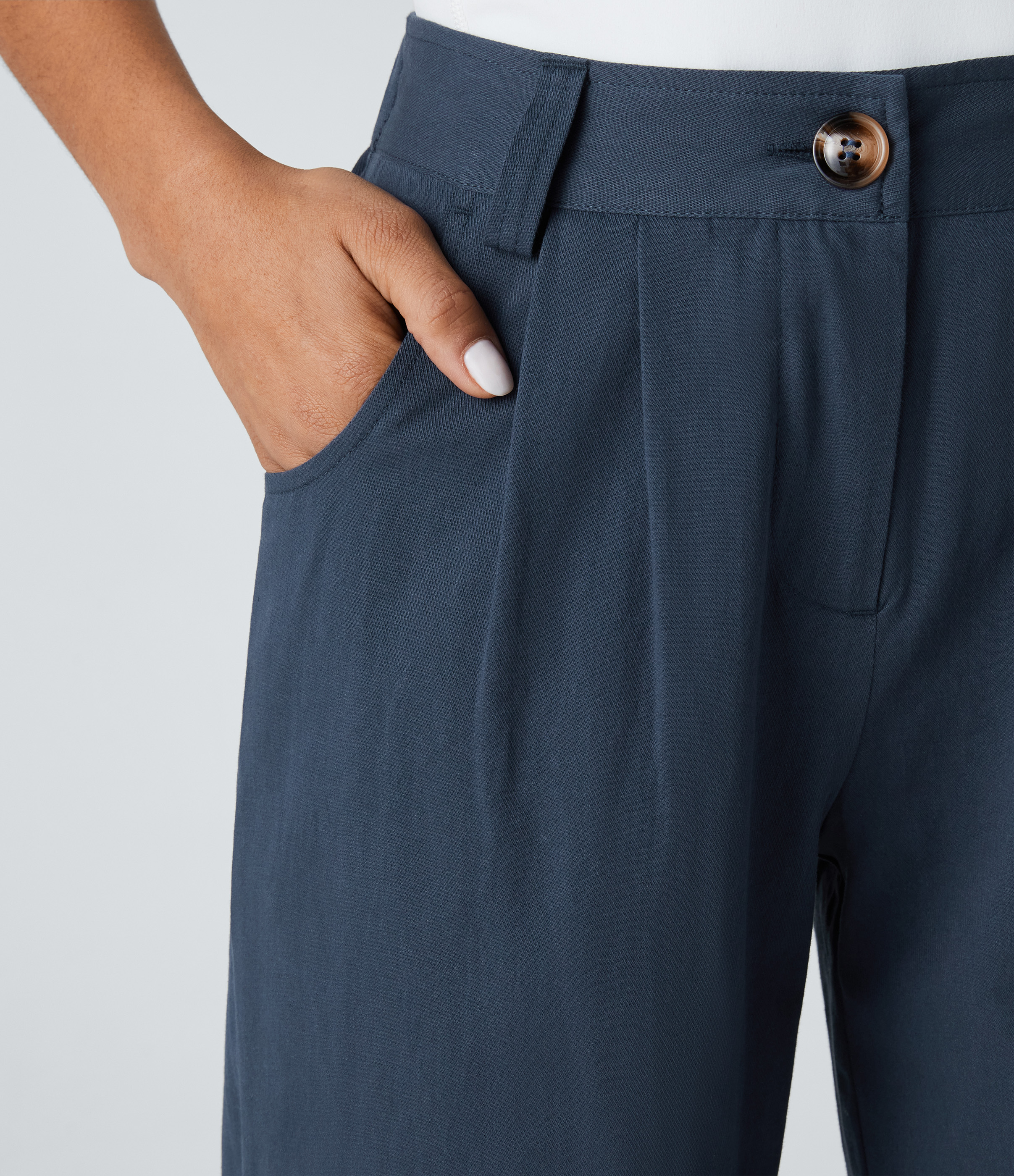 Halara Mid Rise Button Zipper Side Pocket Casual Cotton Joggers  - Moonlit Ocean - M(regular) 