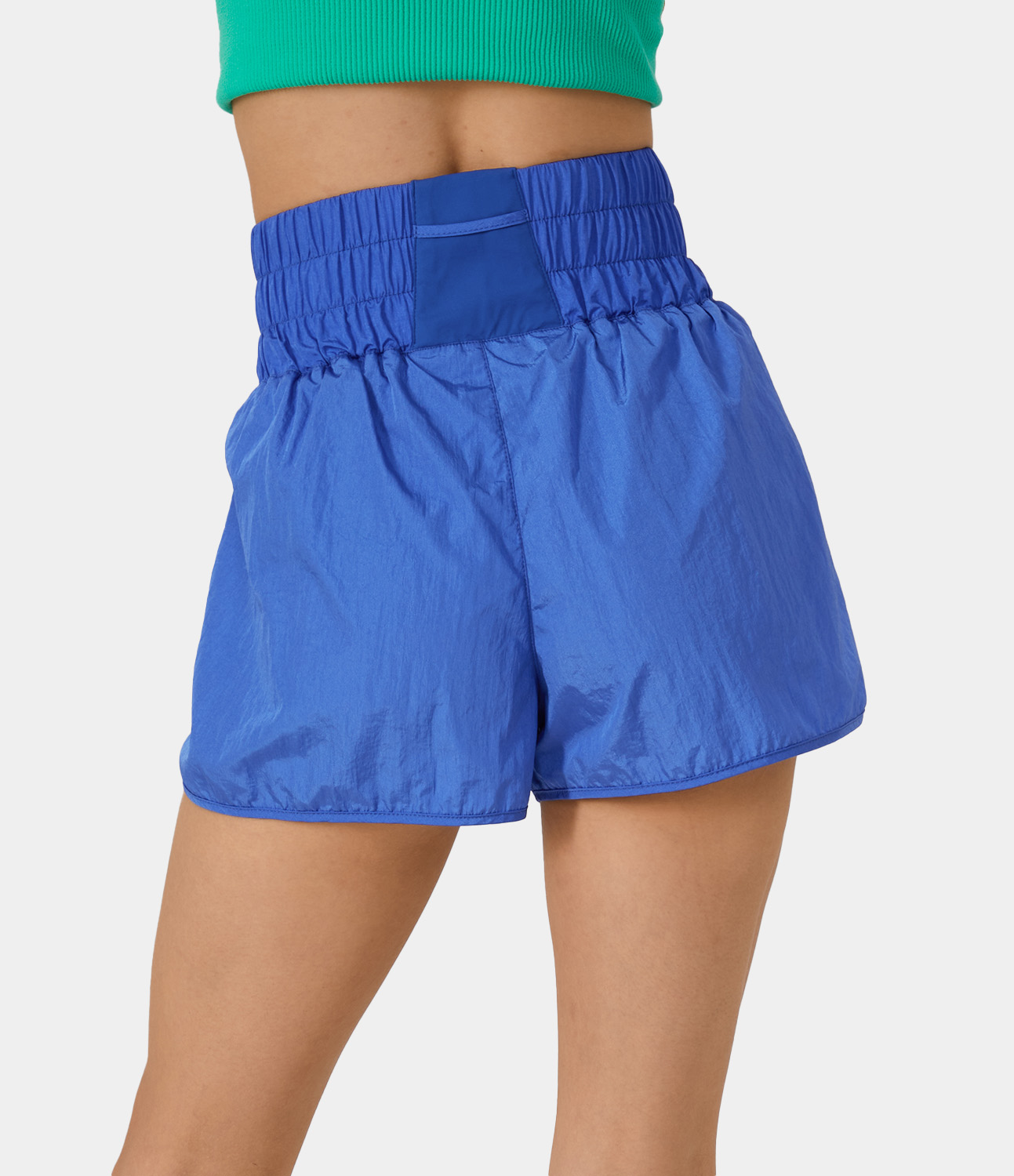 Halara Super High Waisted Split Hem 2-in-1 Casual Shorts 2.5`` Gym Short - Bluebird Cyan - M booty shorts compression shorts yoga shorts 