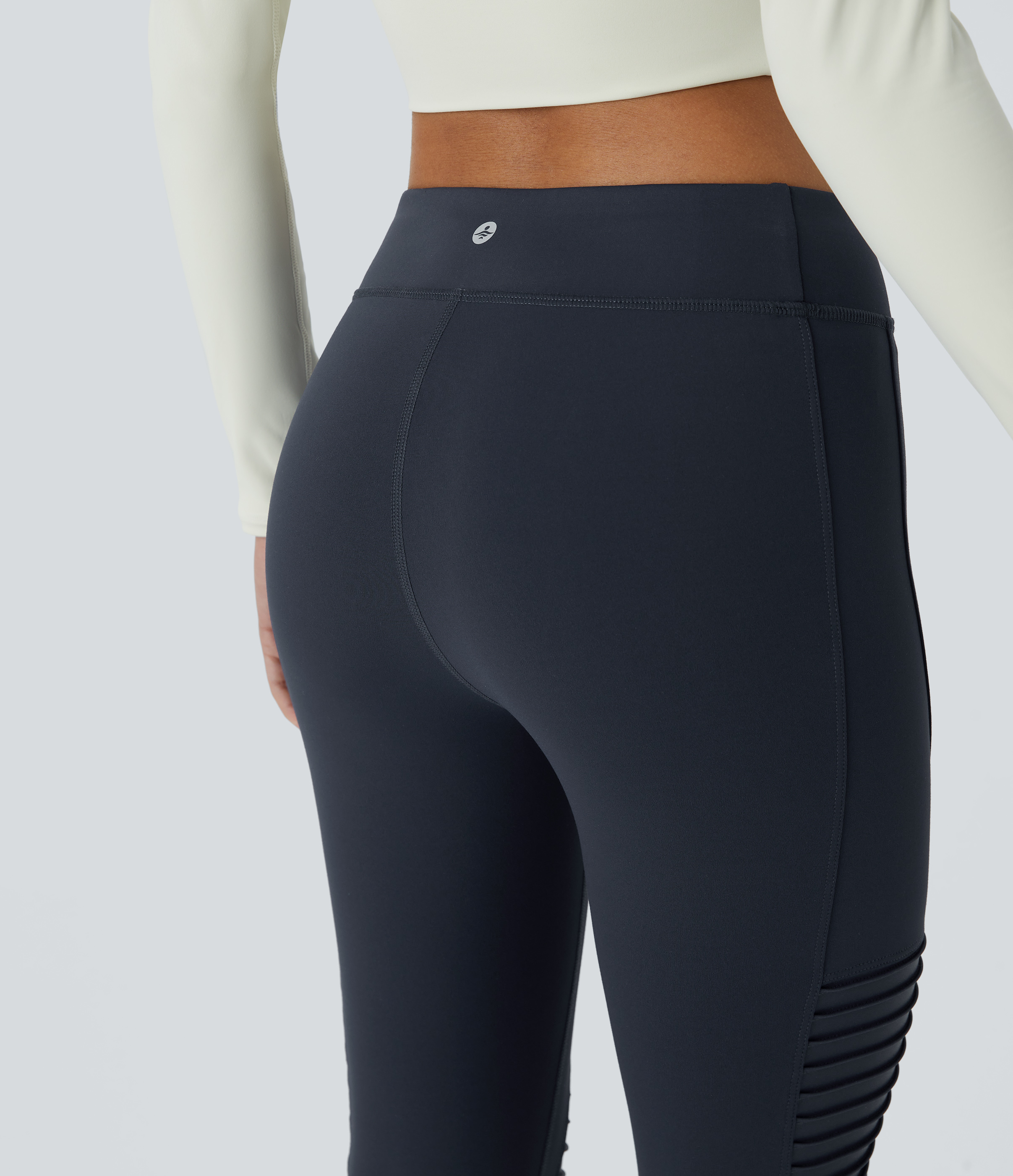 Halara HaloTek Airв„ў Mid Rise Contrast Foil Print 7/8 Casual Moto Leggings  - Midnight Blue - XL(7/8) gym leggings leggings with pockets 